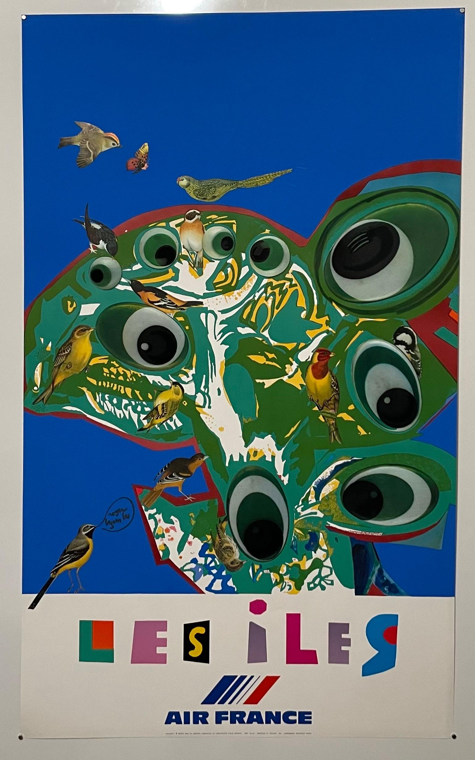 French Modernist Mourlot Lithograph Vintage Air France Poster Roger Bezombes For Sale 1