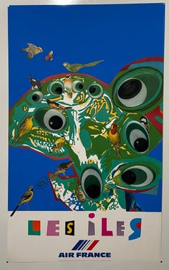 French Modernist Mourlot Lithograph Vintage Air France Poster Roger Bezombes