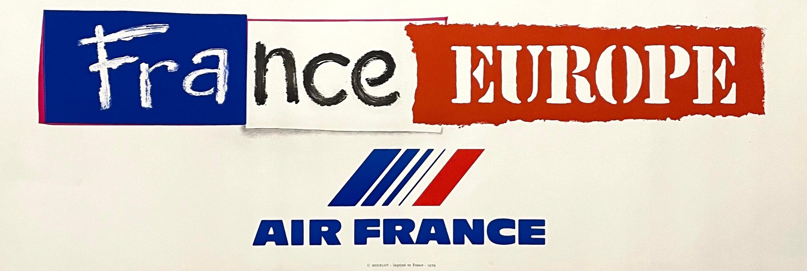 French Modernist Mourlot Lithograph Vintage Air France Poster Roger Bezombes For Sale 3