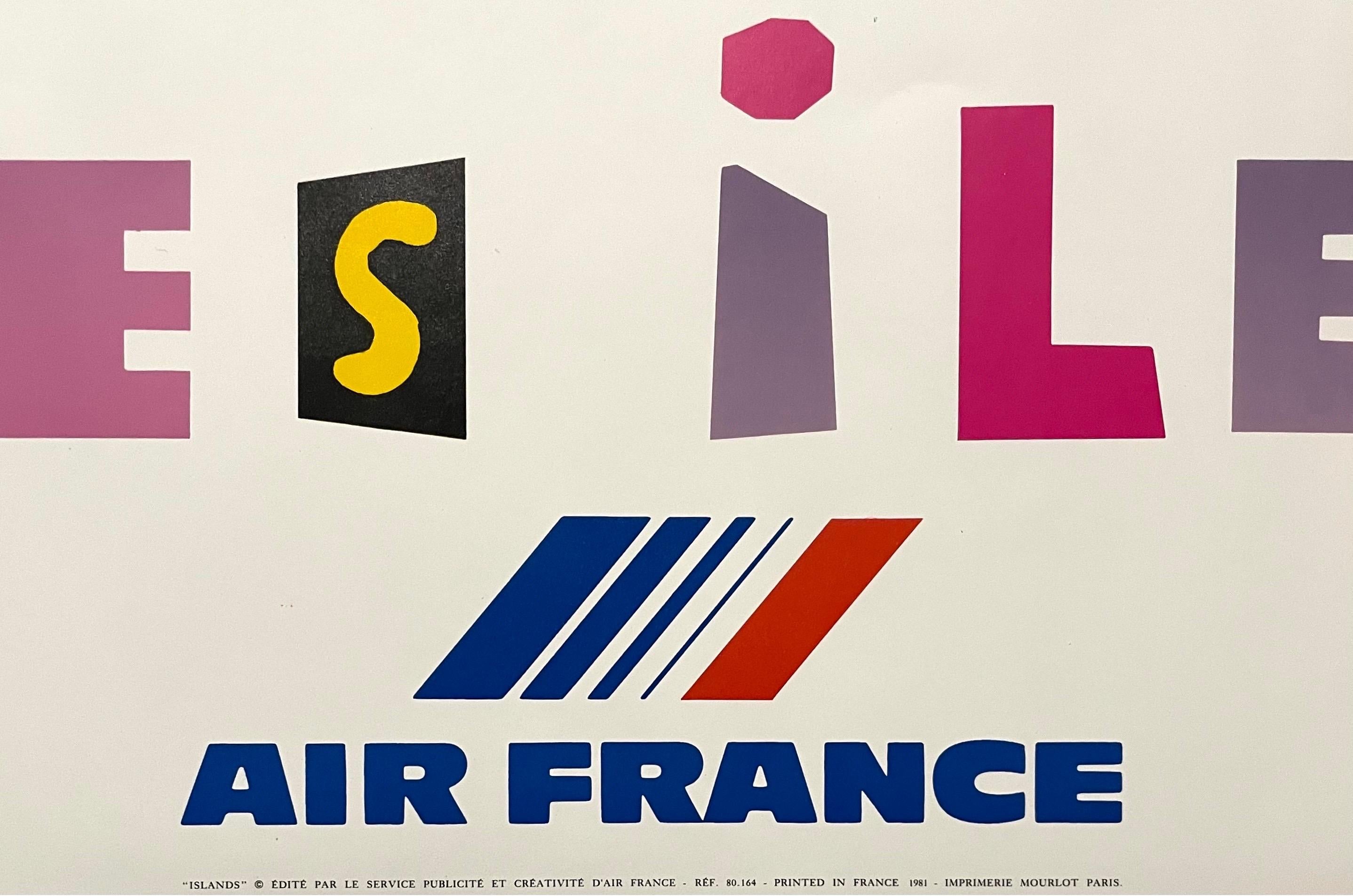 French Modernist Mourlot Lithograph Vintage Air France Poster Roger Bezombes For Sale 3