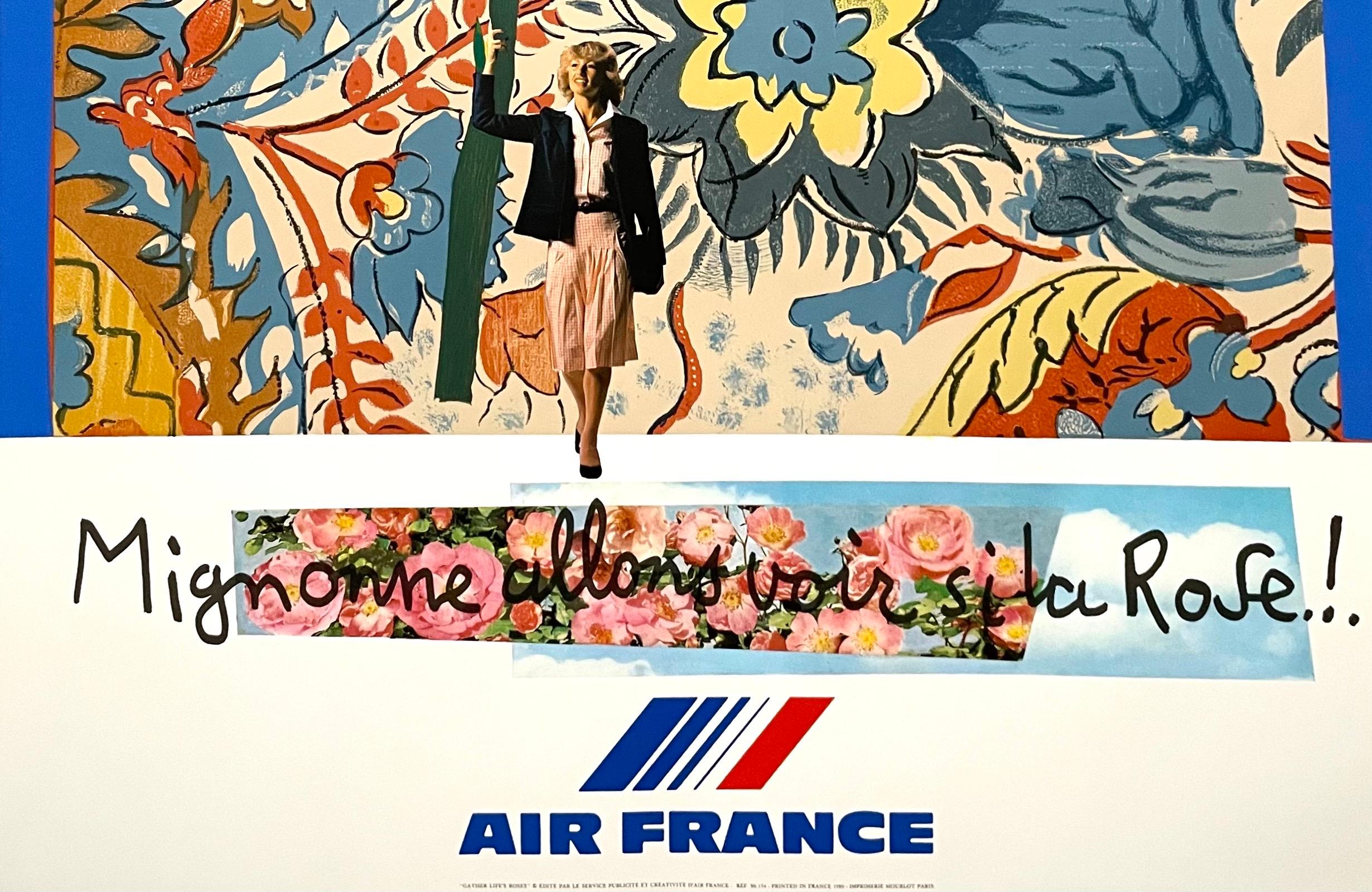 Französische Modernistische Mourlot-Lithographie, Vintage Air France-Poster, Roger Bezombes  im Angebot 4