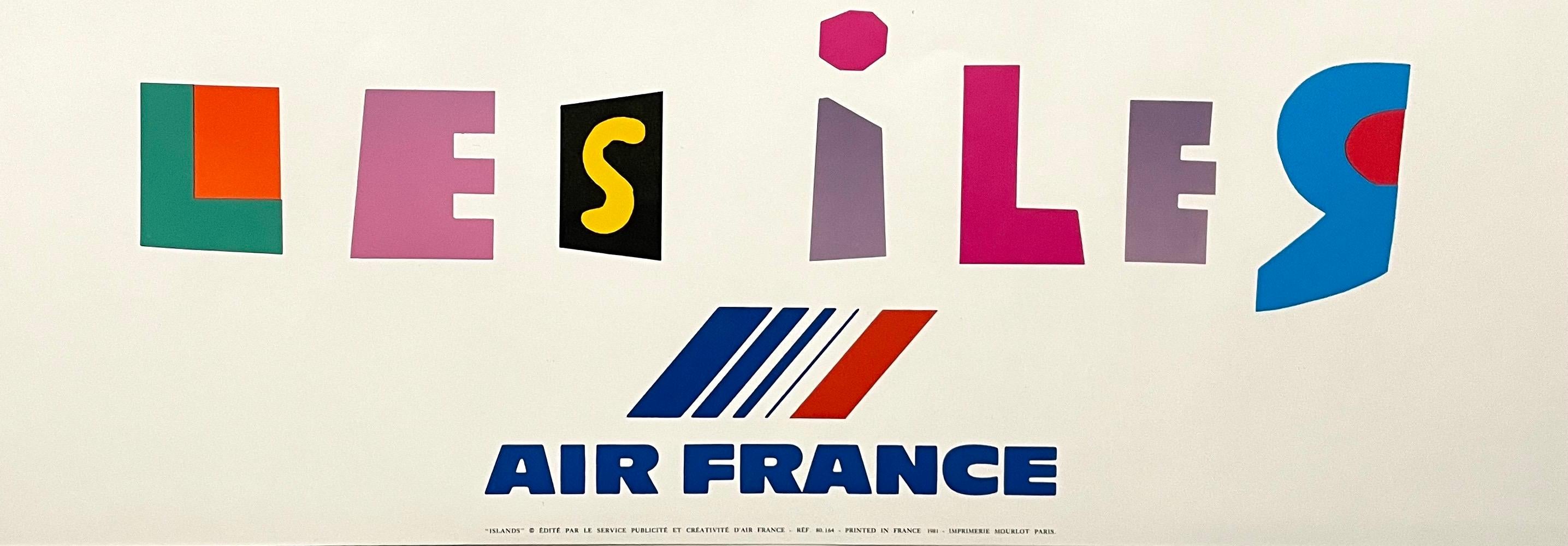 French Modernist Mourlot Lithograph Vintage Air France Poster Roger Bezombes For Sale 4