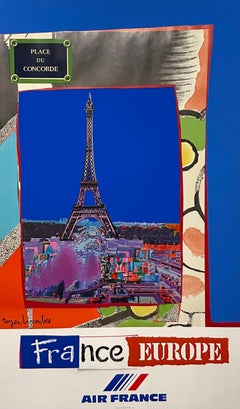 French Modernist Mourlot Lithograph Vintage Air France Poster Roger Bezombes