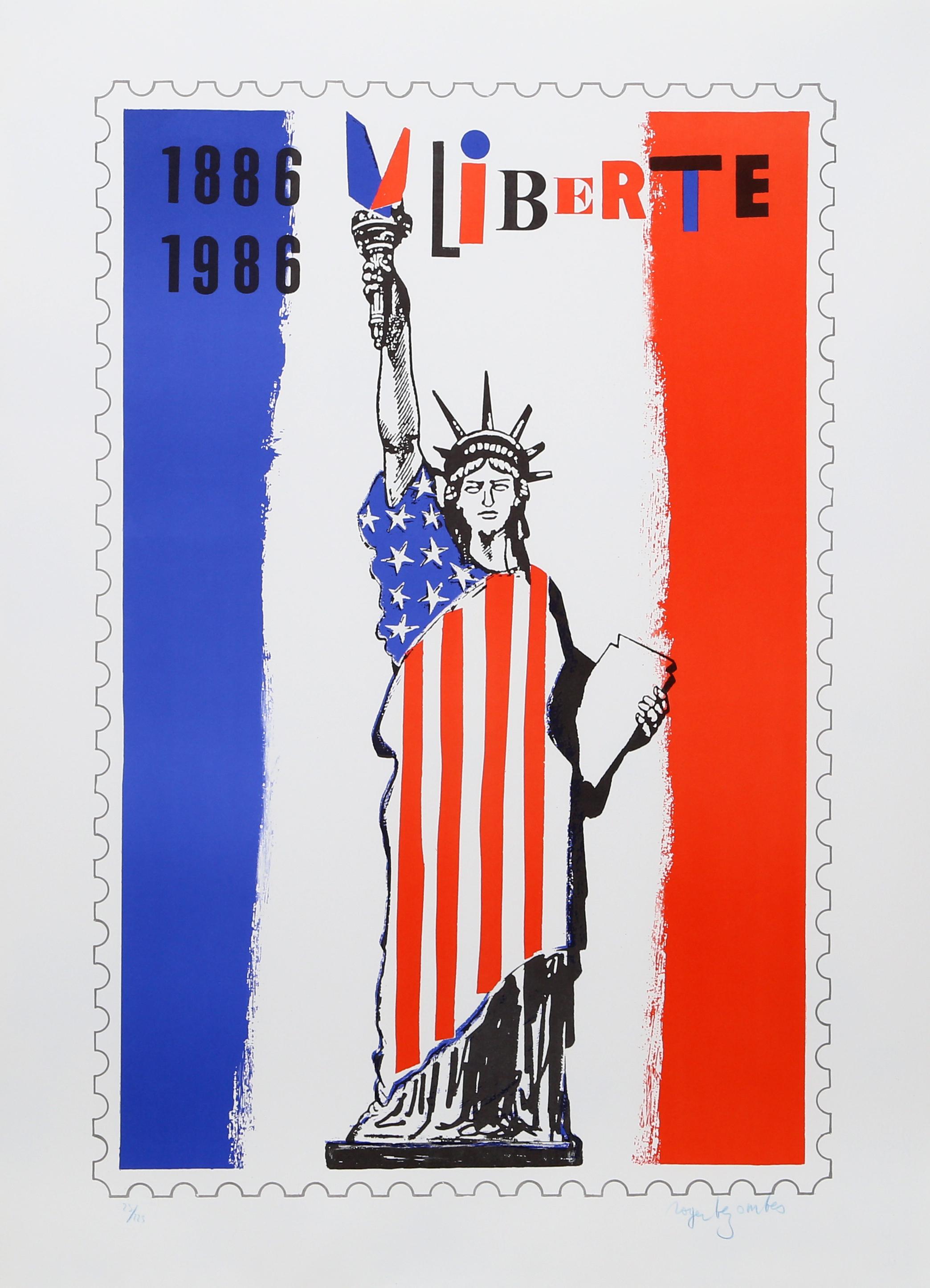 Artist: Roger Bezombes, French (1913 - 1994)
Title: Liberte
Year: 1986 
Medium: Serigraph, signed and numbered in pencil
Edition: 225
Image Size: 25.5 x 17 inches 
Size: 30 x 21.5 in. (76.2 x 54.61 cm)