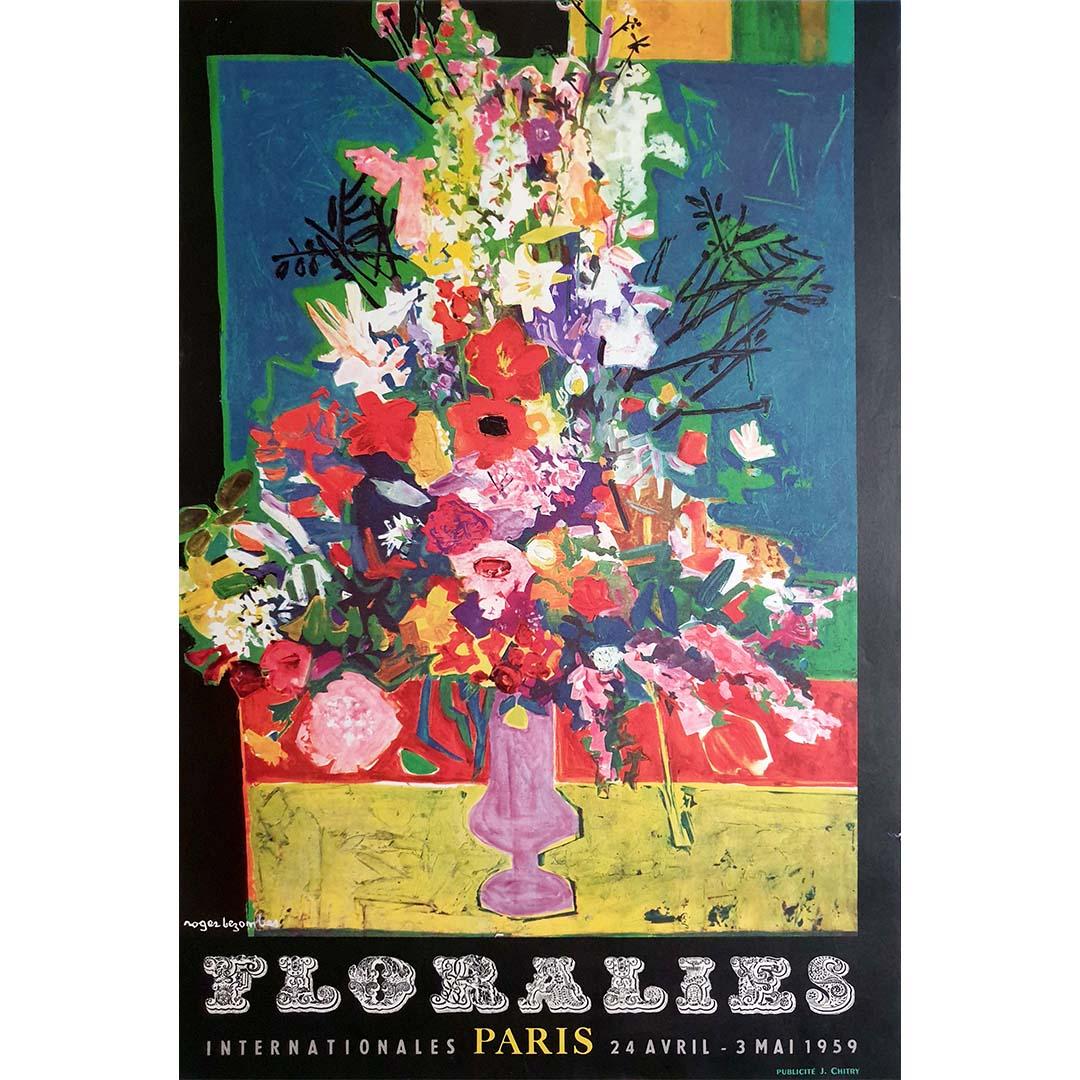 Original 1959 poster for the Floralies Internationales de Paris - Print by Roger Bezombes