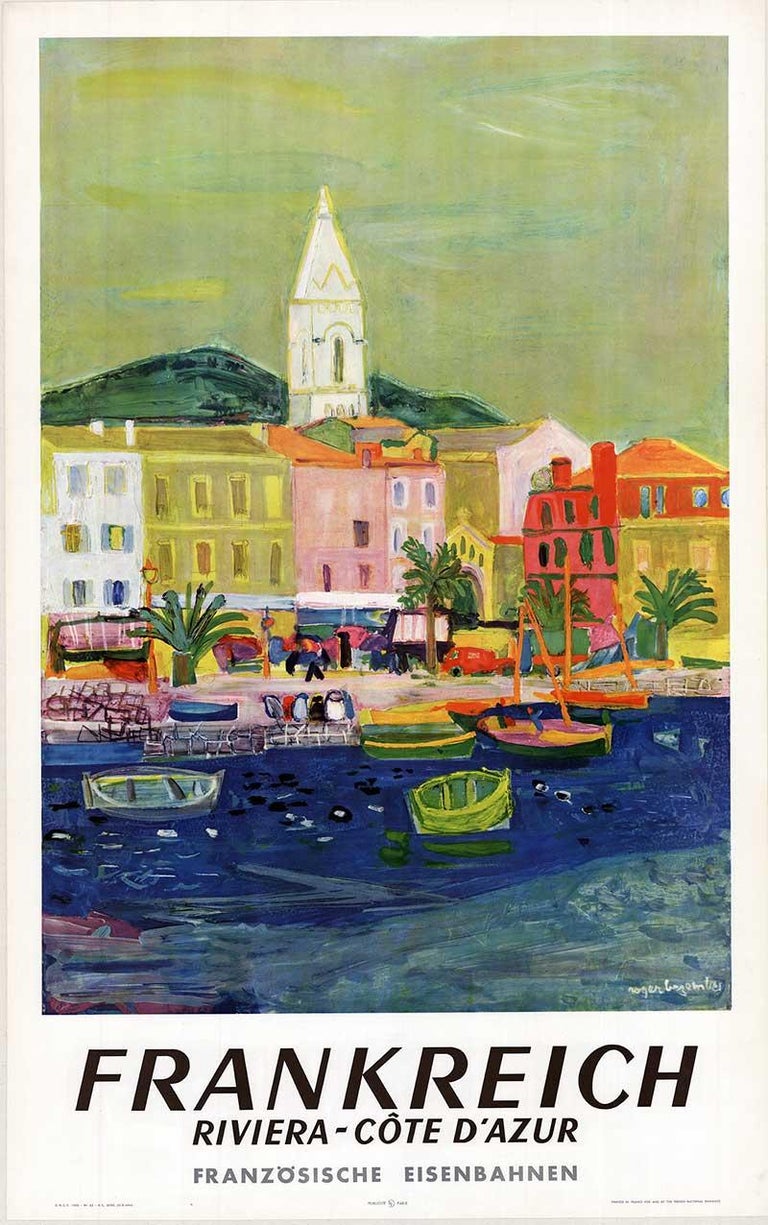 Riviera - Cote d'Azur Frankreich original vintage travel poster - Art by Roger Bezombes