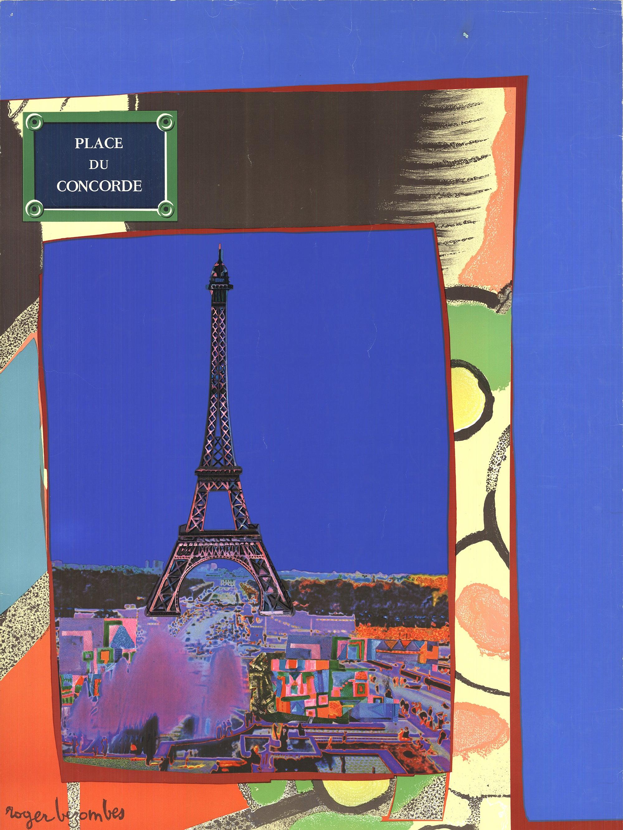 Das von Roger Bezombes für Air France entworfene und 1981 von Mourlot in Paris gedruckte Original-Reiseplakat ist ein Kunstwerk für Sammler, das Bezombes' unverwechselbaren Stil zeigt. Dieses Plakat, das für die Werbung von Air France entworfen