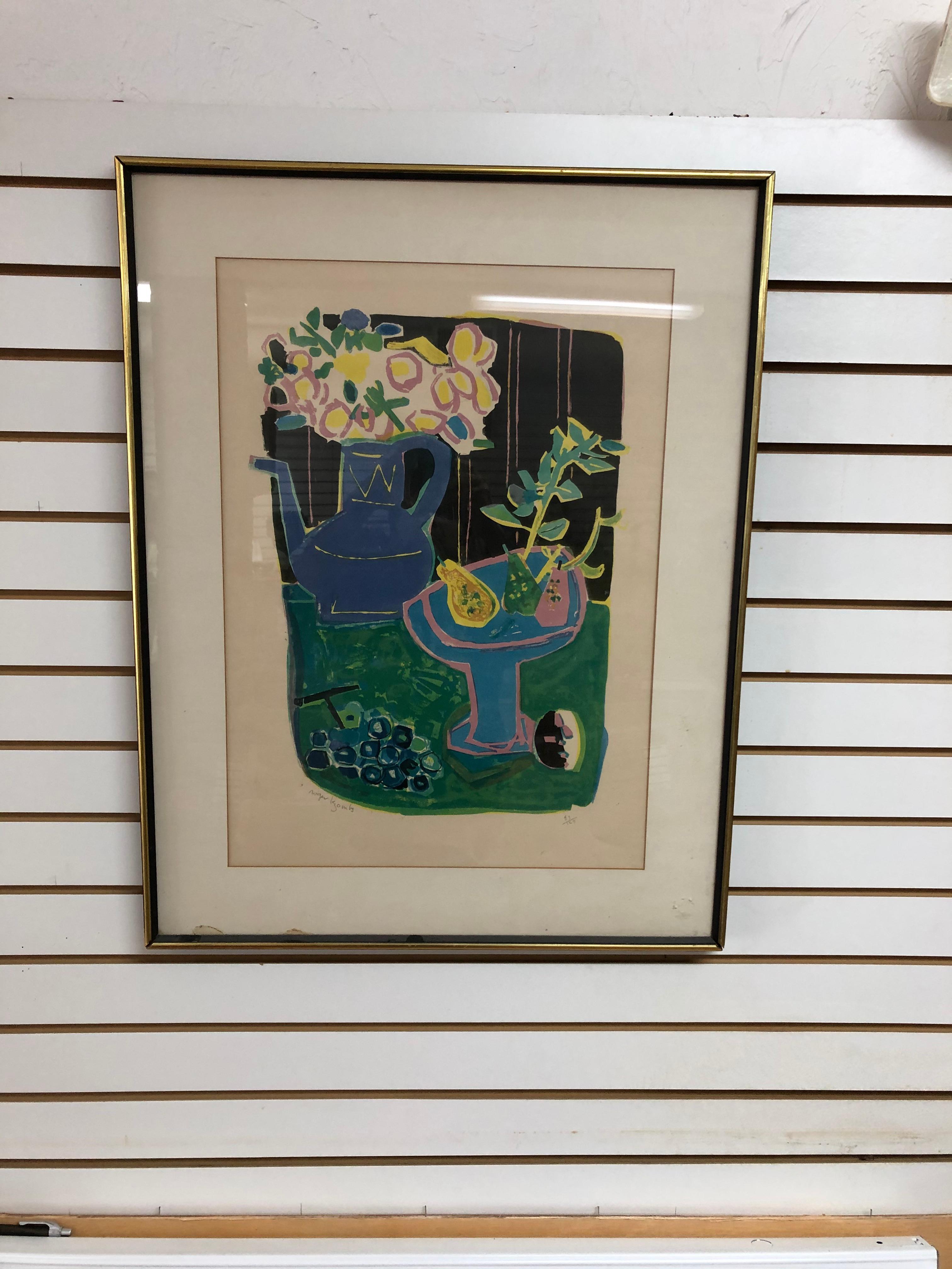 Roger Bezombes  La Cafetiere Bleue Lithograph For Sale 2