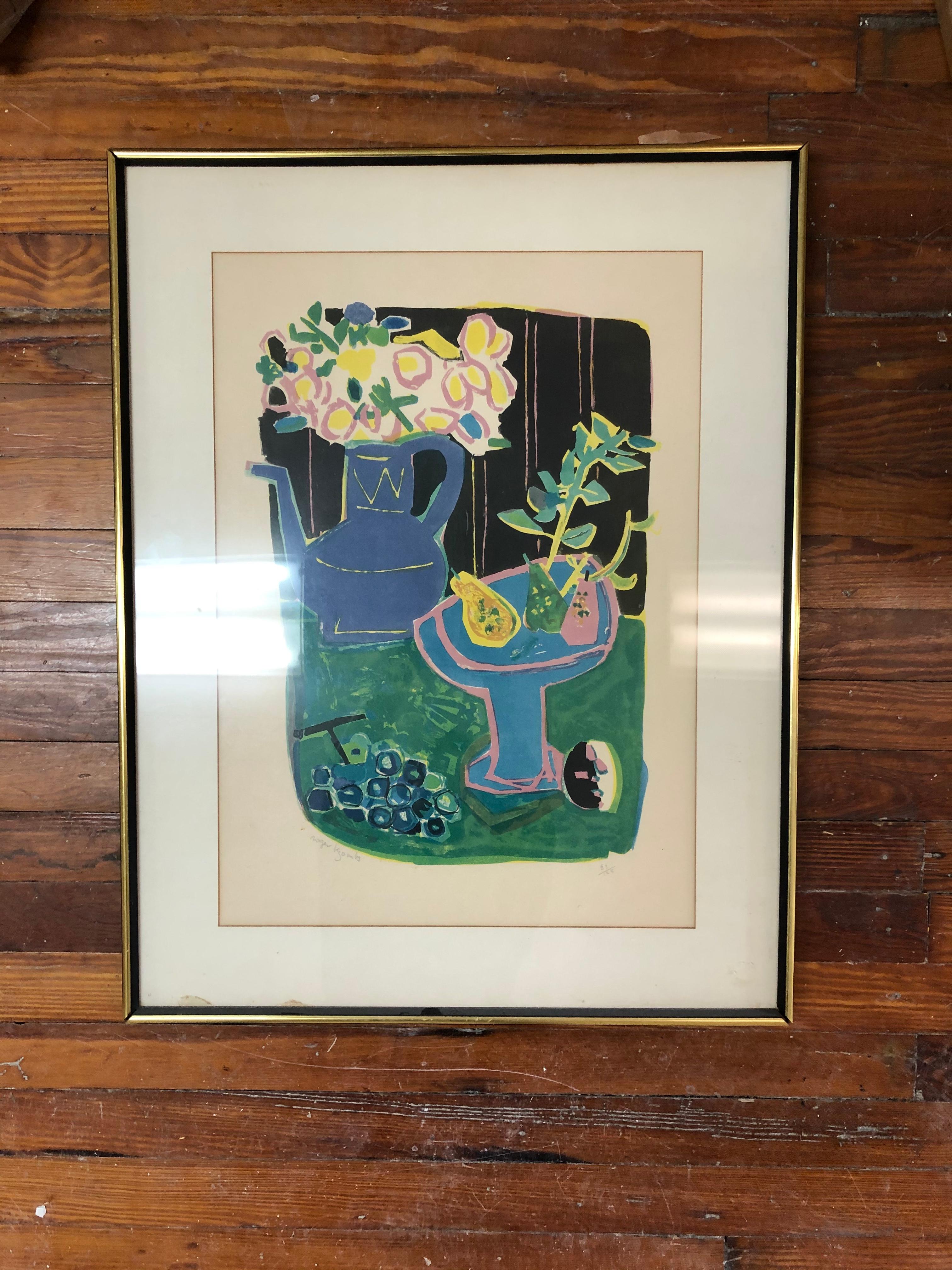 Roger Bezombes  La Cafetiere Bleue Lithograph For Sale 2