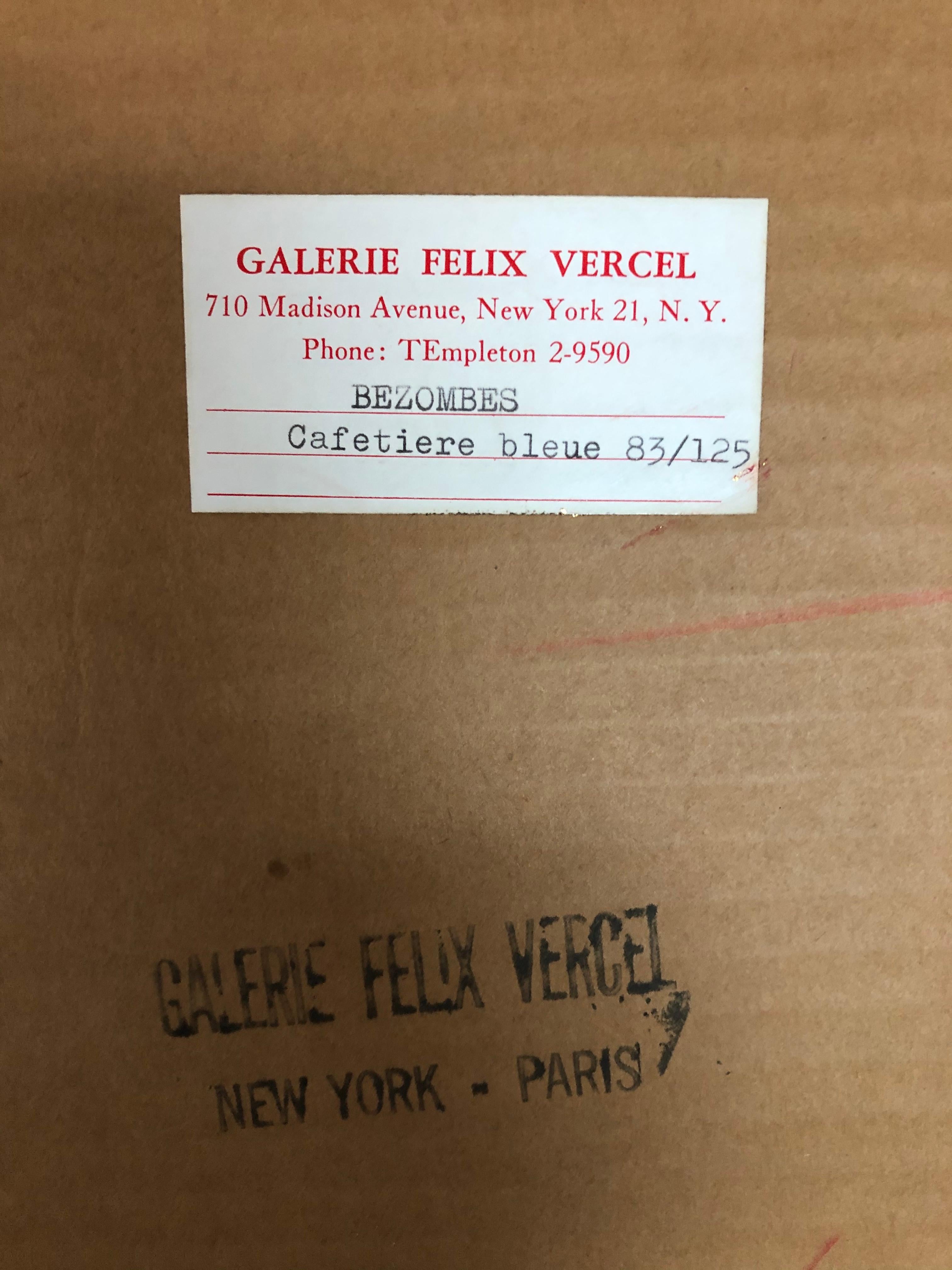 Roger Bezombes  La Cafetiere Bleue Lithograph For Sale 6