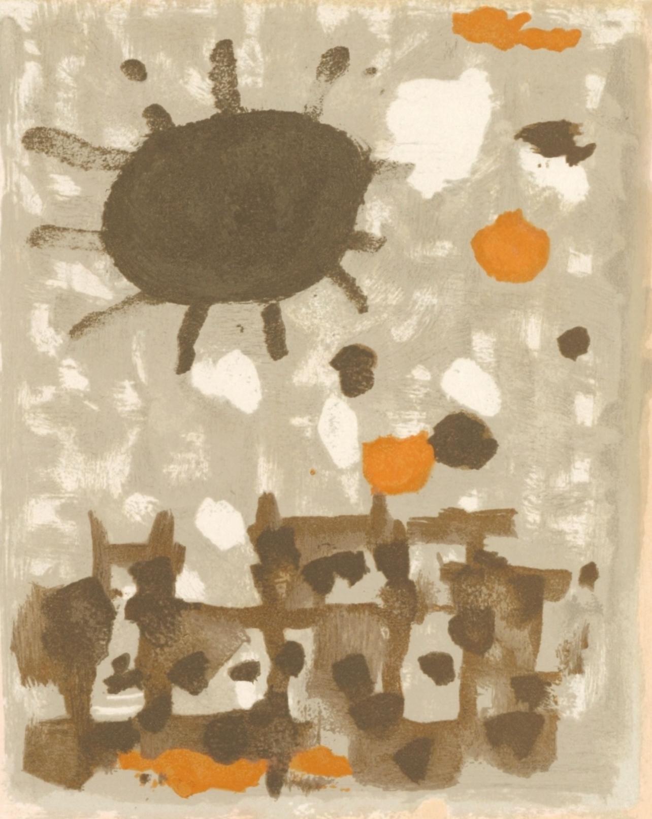 Sans titre, L'Hommage à Georges Braque, Derrière le miroir - Print di Roger Bissière