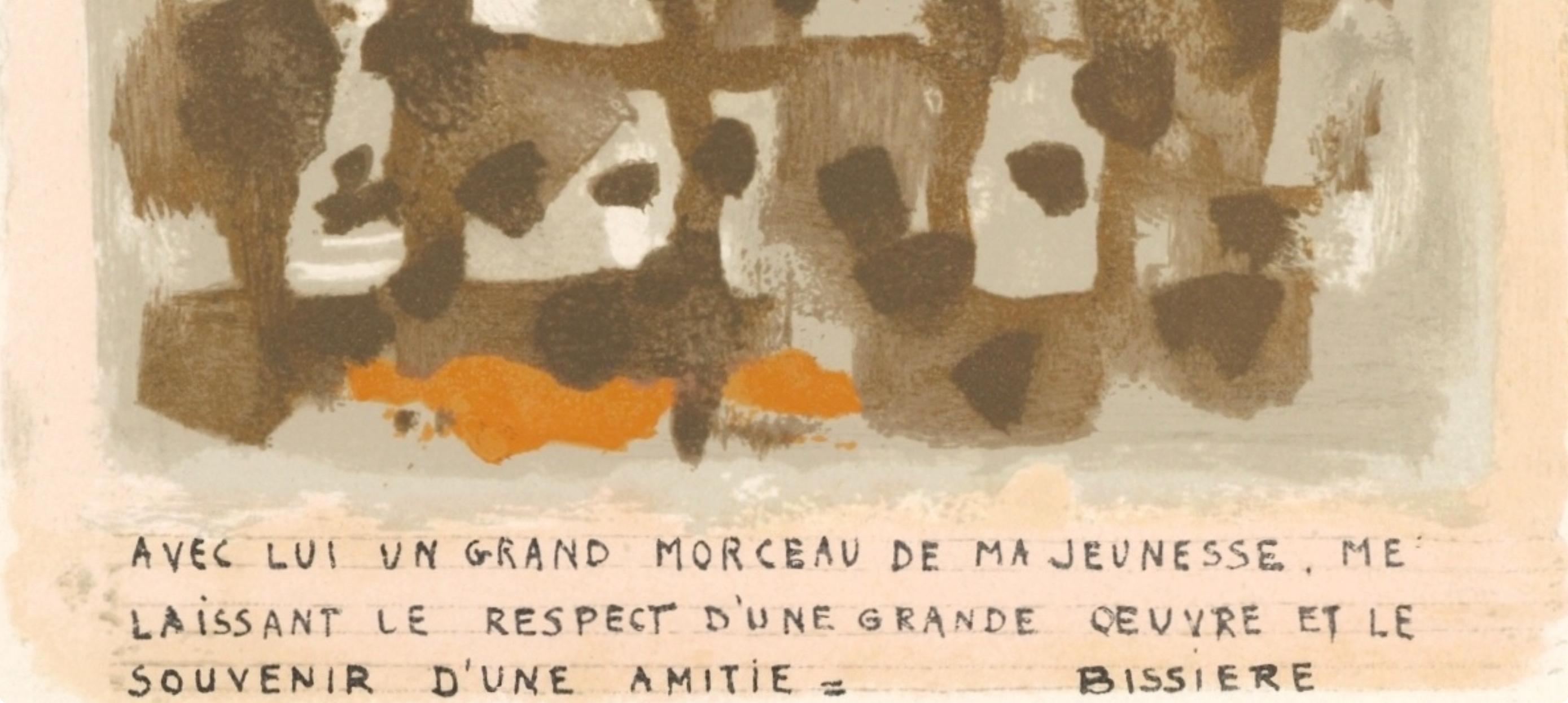 Sans titre, L'Hommage à Georges Braque, Derrière le miroir - Abstract Print Beige di Roger Bissière