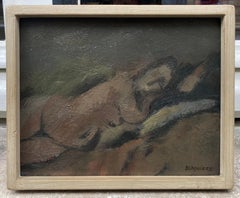 Roger Blaquiere. Lying nude. Expressionnist oil on canvas, signed. Framed.