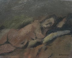 Roger Blaquiere. Lying nude. Expressionnist oil on canvas, signed. Framed.