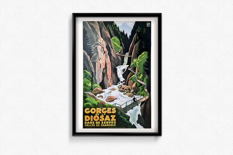 Original poster by Roger Broders - PLM railroads Gorges de la Diosaz Mont Blanc For Sale 1