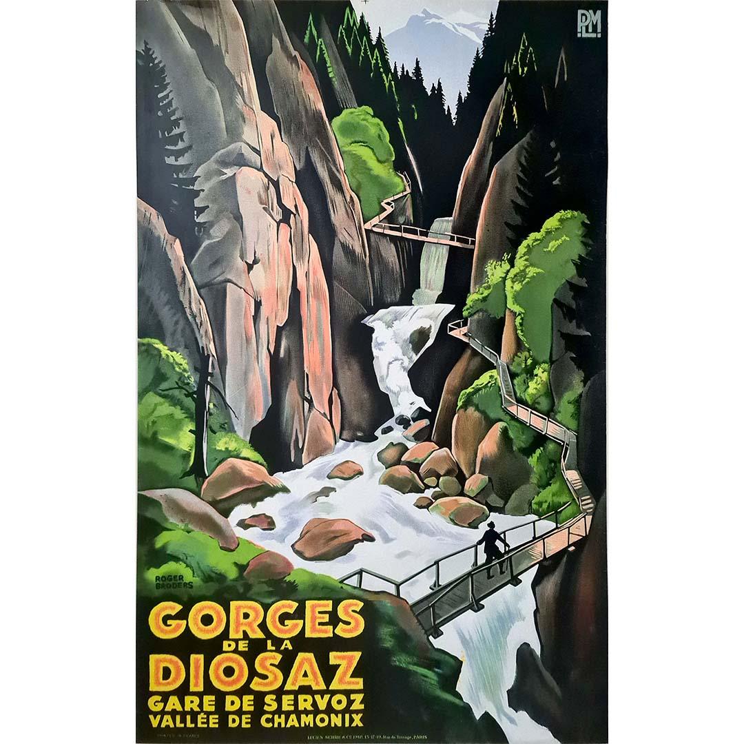 Beautiful original poster by Roger Broders for the PLM railroads and the Gorges de la Diosaz in the Chamonix valley.
Roger Broders is one of the most prolific poster artists of the 1930s: his work is inseparable from the PLM company, which
