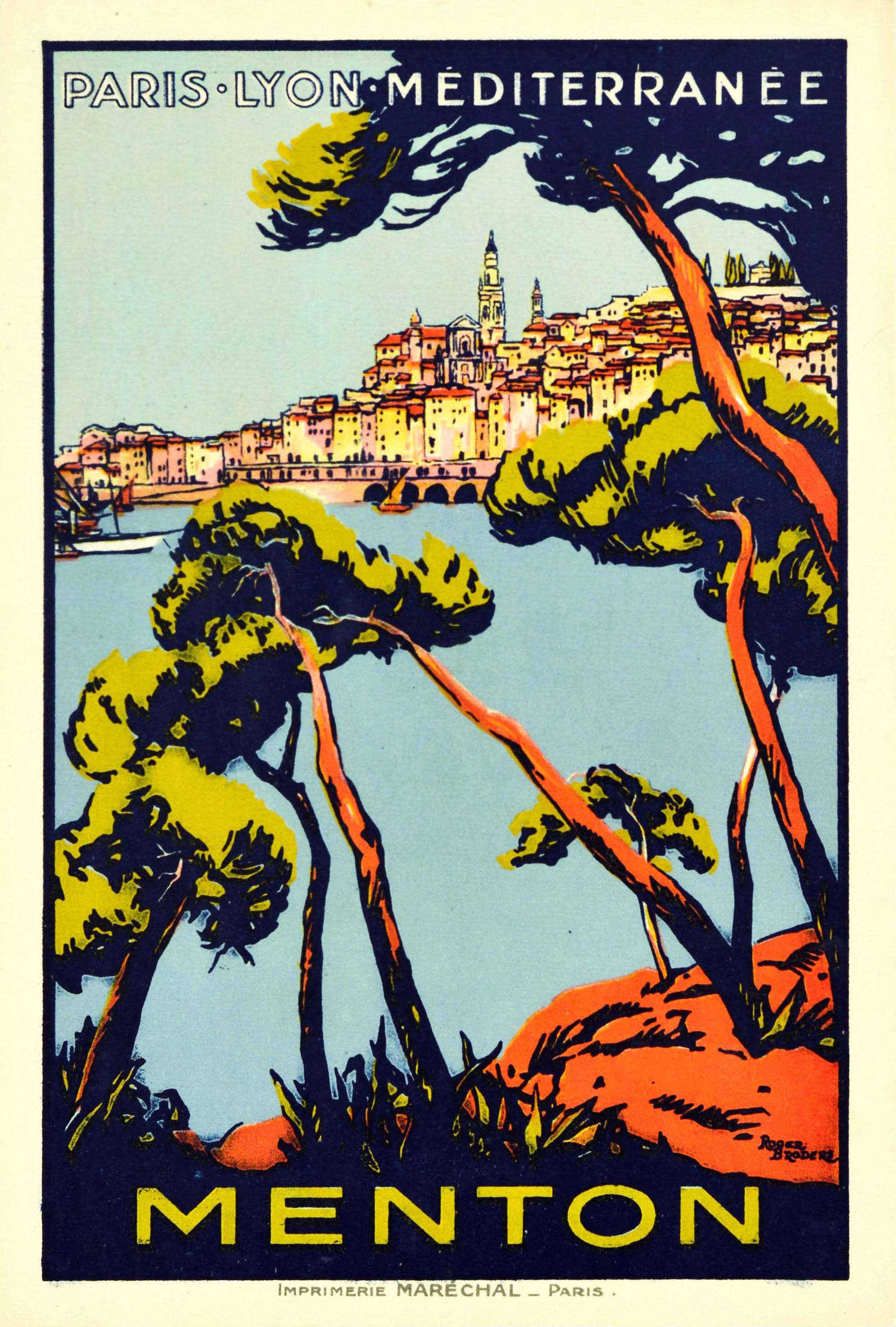 Roger Broders Print - Original Vintage PLM Railway Poster Paris Lyon Mediterranee Riviera Travel Art
