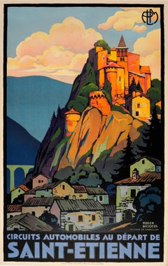 Affiche rétro originale de voyage en chemin de fer PLM par Broders - Cornillon Saint Etienne