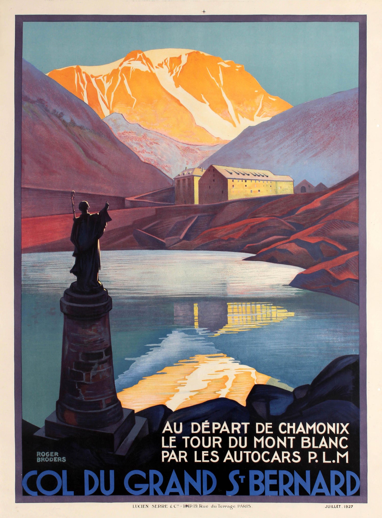 Original Vintage Poster By Broders Col Du Grand St Bernard Pass Mont Blanc Plm