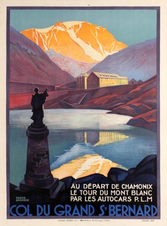 Original Vintage Poster By Broders Col Du Grand St Bernard Pass Mont Blanc PLM