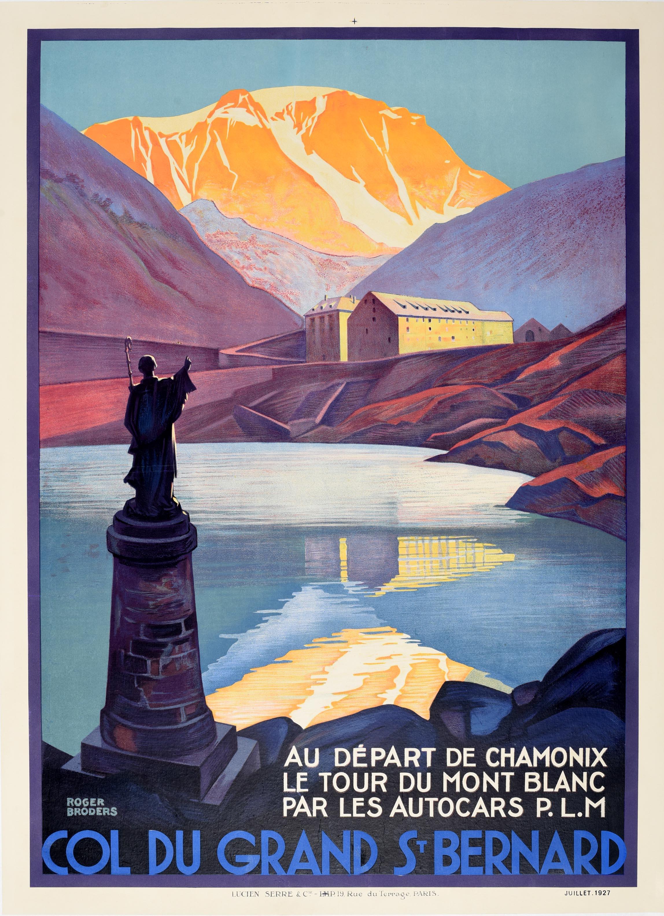 Roger Broders Print - Original Vintage Poster Great St Bernard Pass Chamonix Mont Blanc PLM Railway