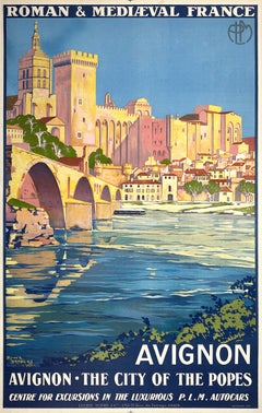 Original Vintage Roger Broders Poster - Avignon PLM 1927 with English Text