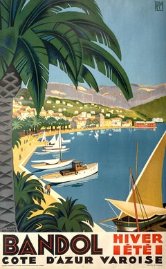 Poster originale d'epoca di Roger Broders - Bandol PLM 1932
