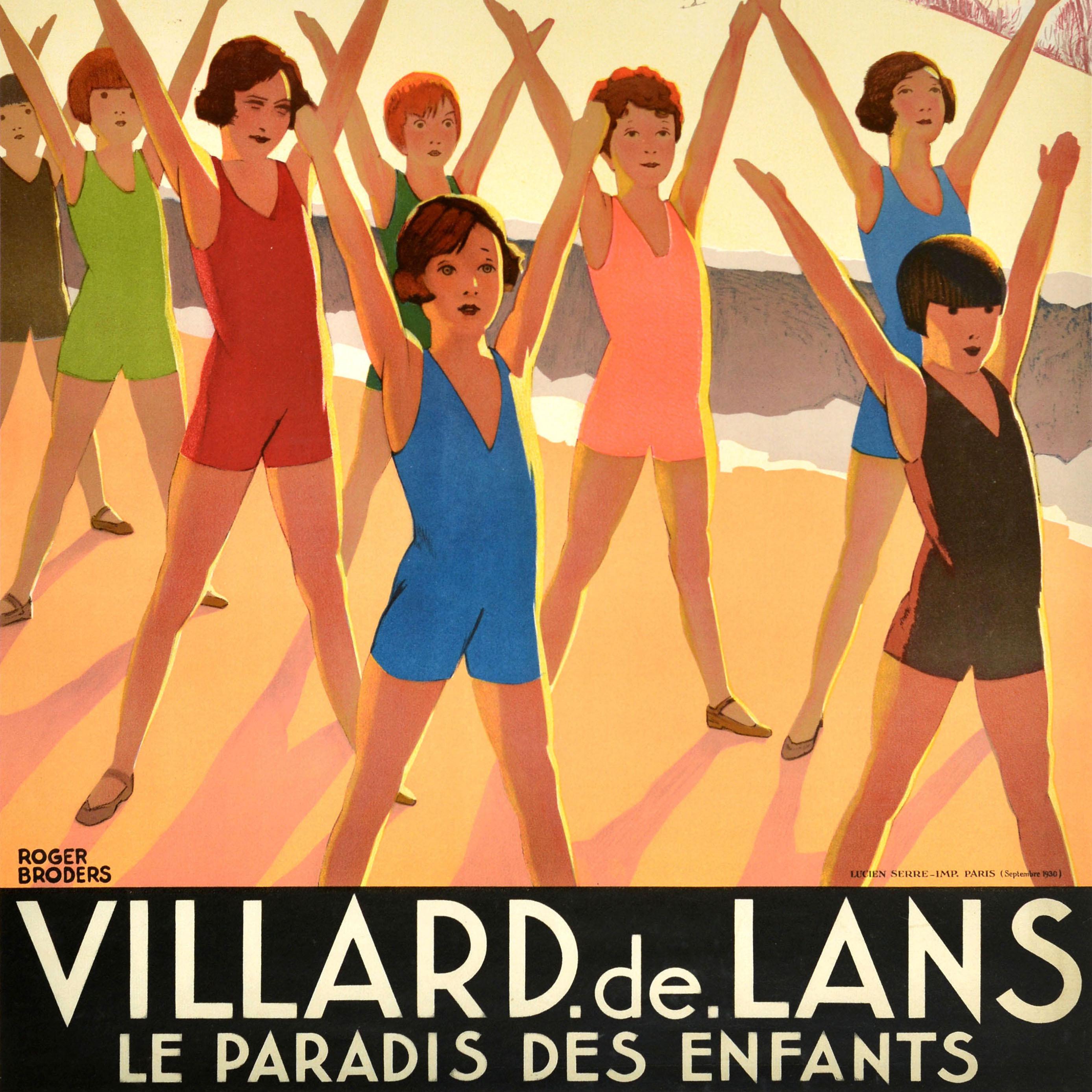 Original Vintage Travel Poster Villard De Lans Paradise Art Deco Roger Broders For Sale 2