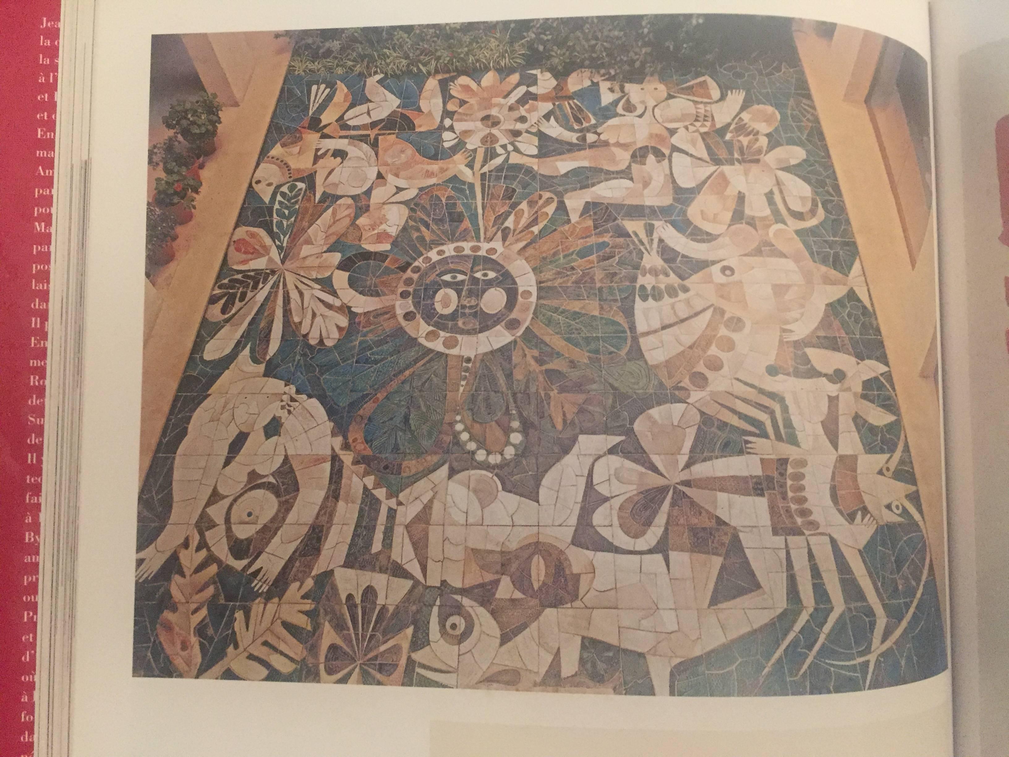 Roger Capron & Jean Derval Quadratischer Seidenschal aus der Mitte des Jahrhunderts für Hotel Byblos im Angebot 1