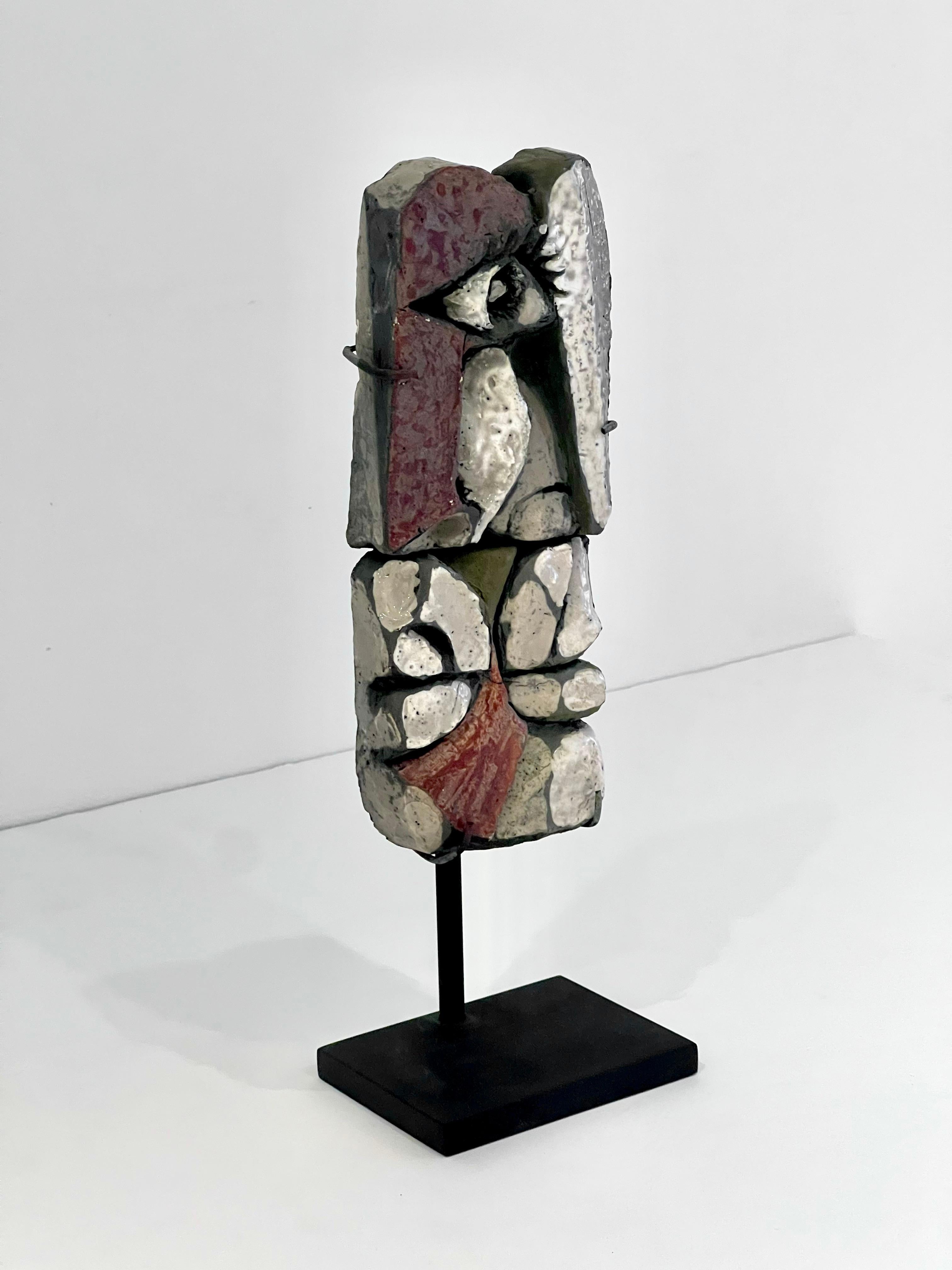 French Roger Capron Abstract Ceramic Sculpture on Stand For Sale