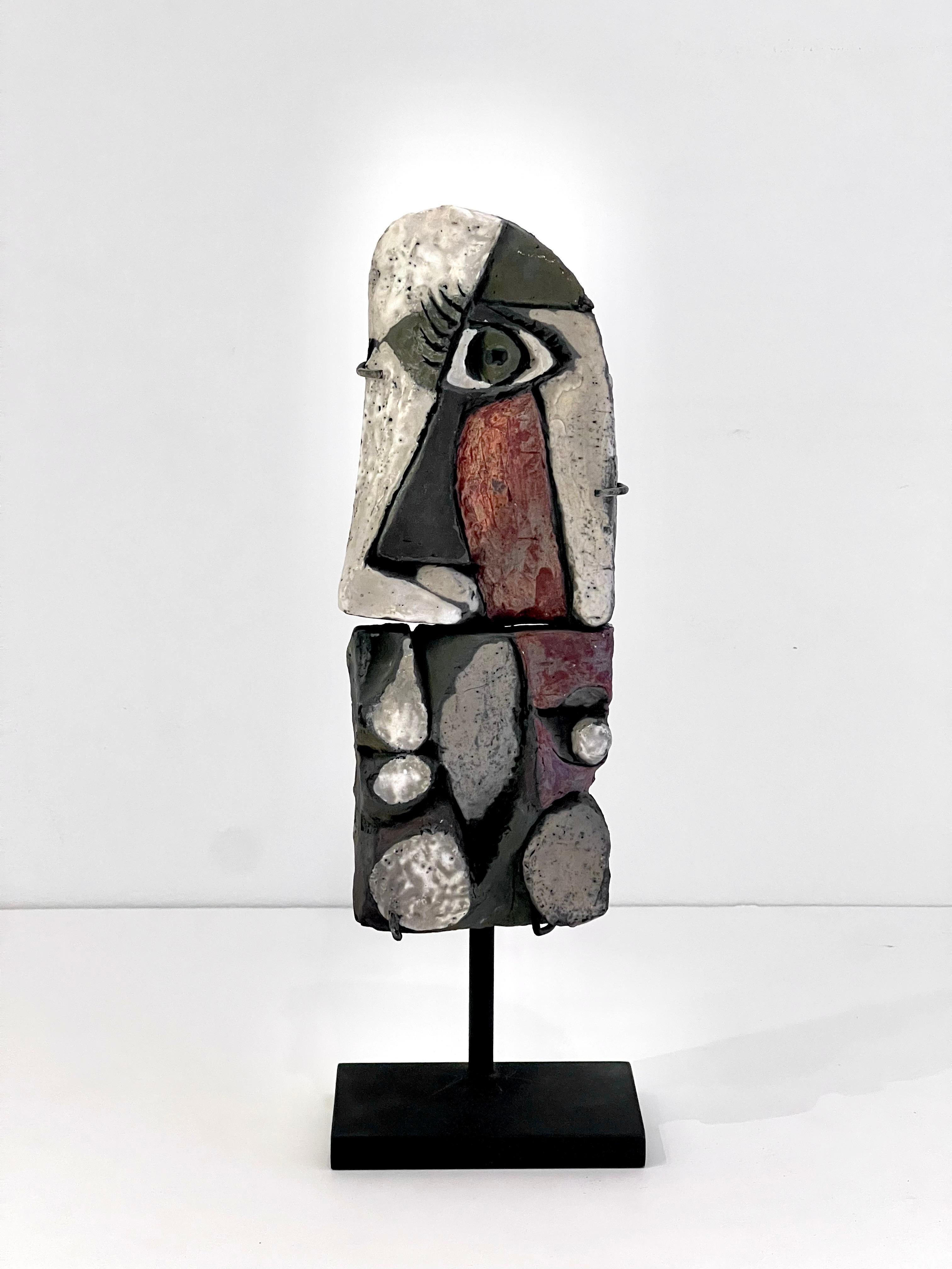 20th Century Roger Capron Abstract Ceramic Sculpture on Stand For Sale
