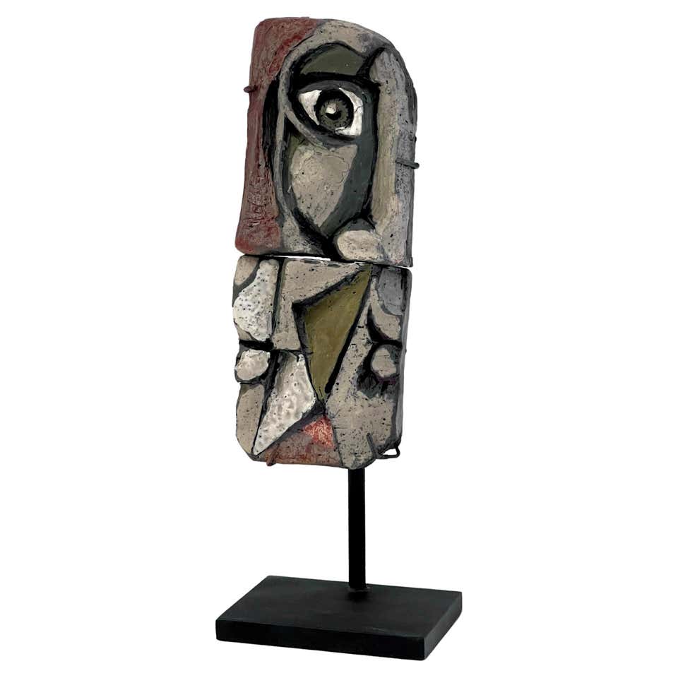 Caprona Collection Roger Capron Abstract Ceramic Sculpture on Stand For Sale at 1stDibs