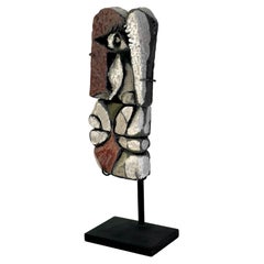 Vintage Roger Capron Abstract Ceramic Sculpture on Stand