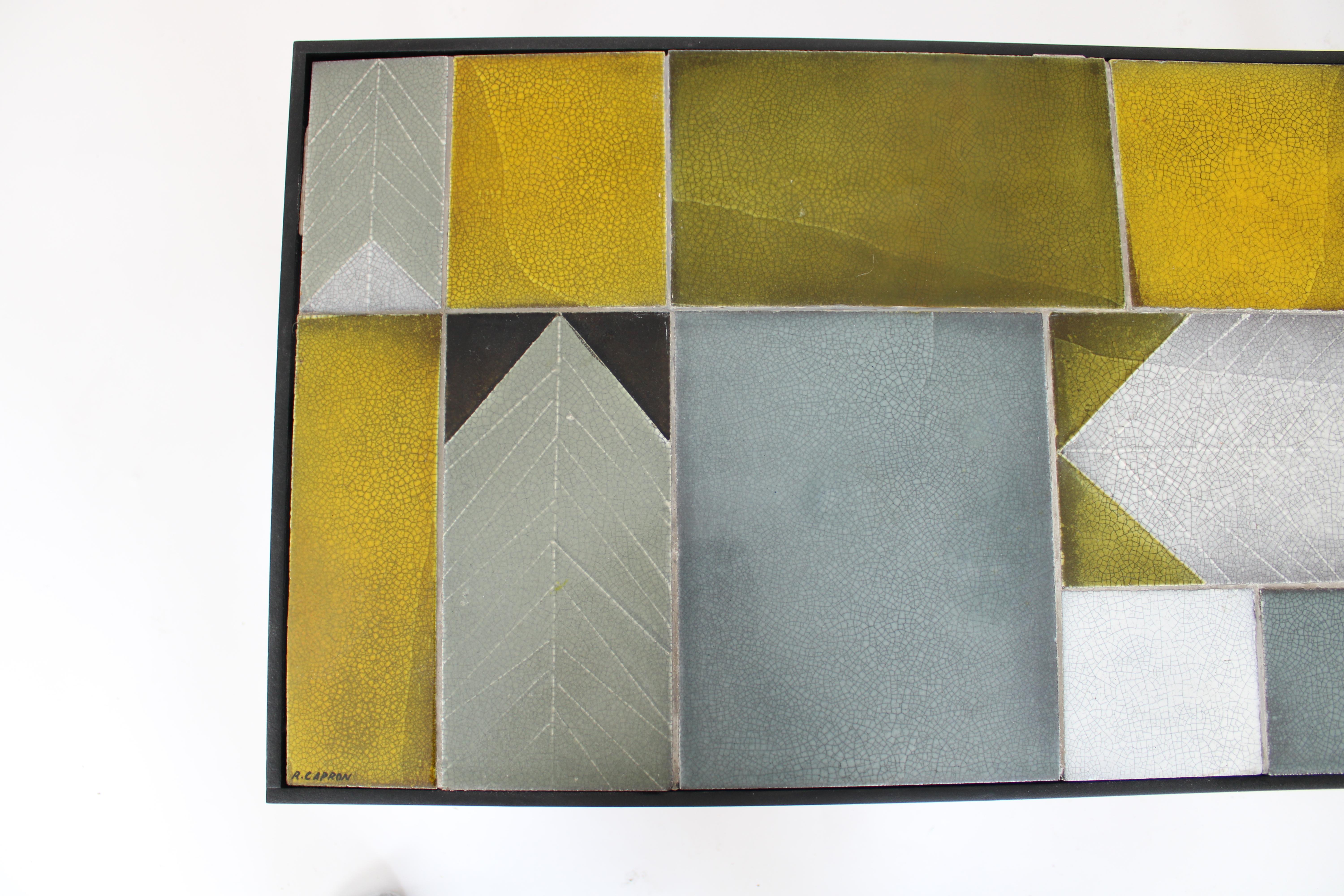 Roger Capron Abstract Ceramic Tiles Coffee or Side Table Vallauris, France 4