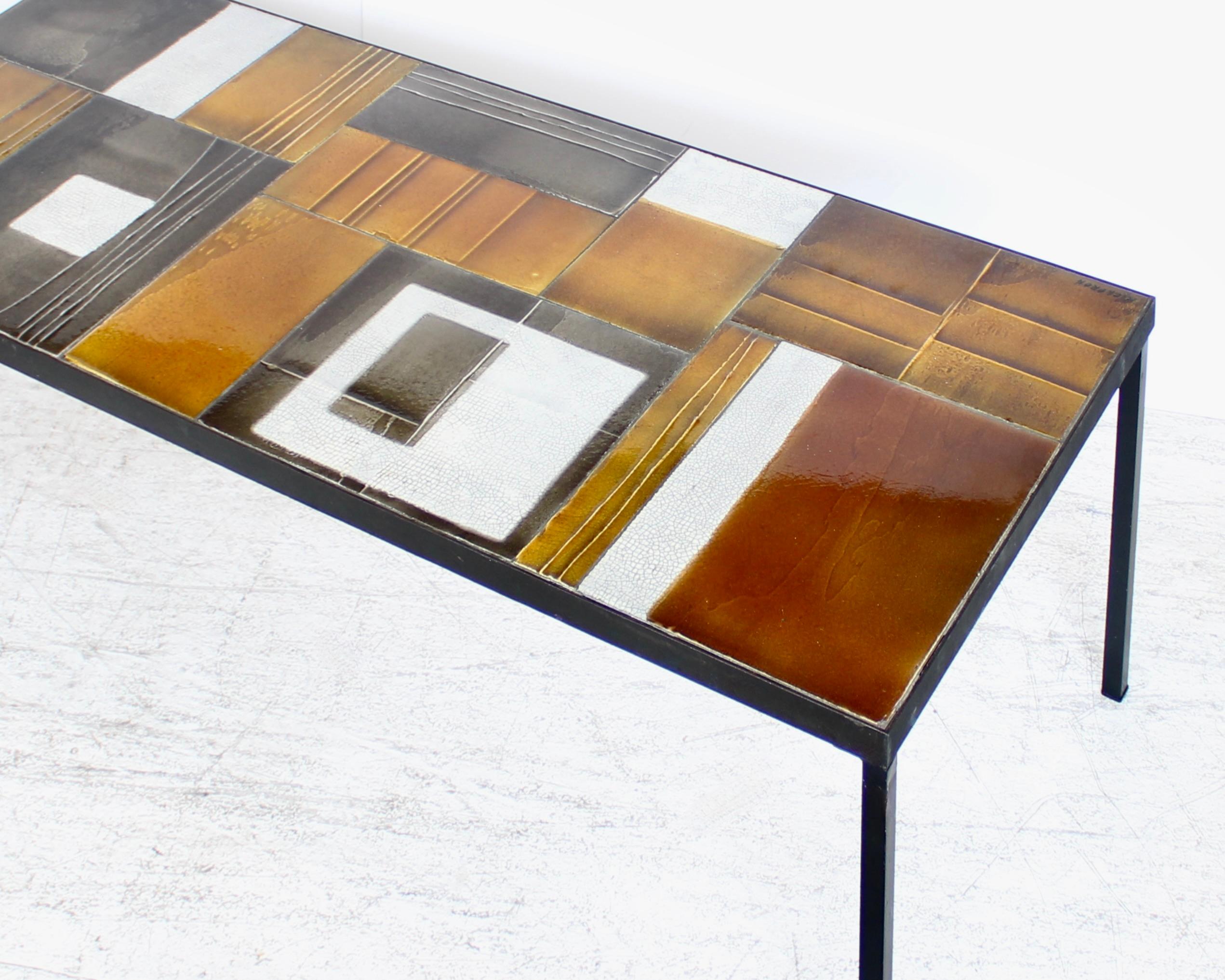 Roger Capron Abstract Ceramic Tiles Coffee or Side Table Vallauris, France For Sale 5