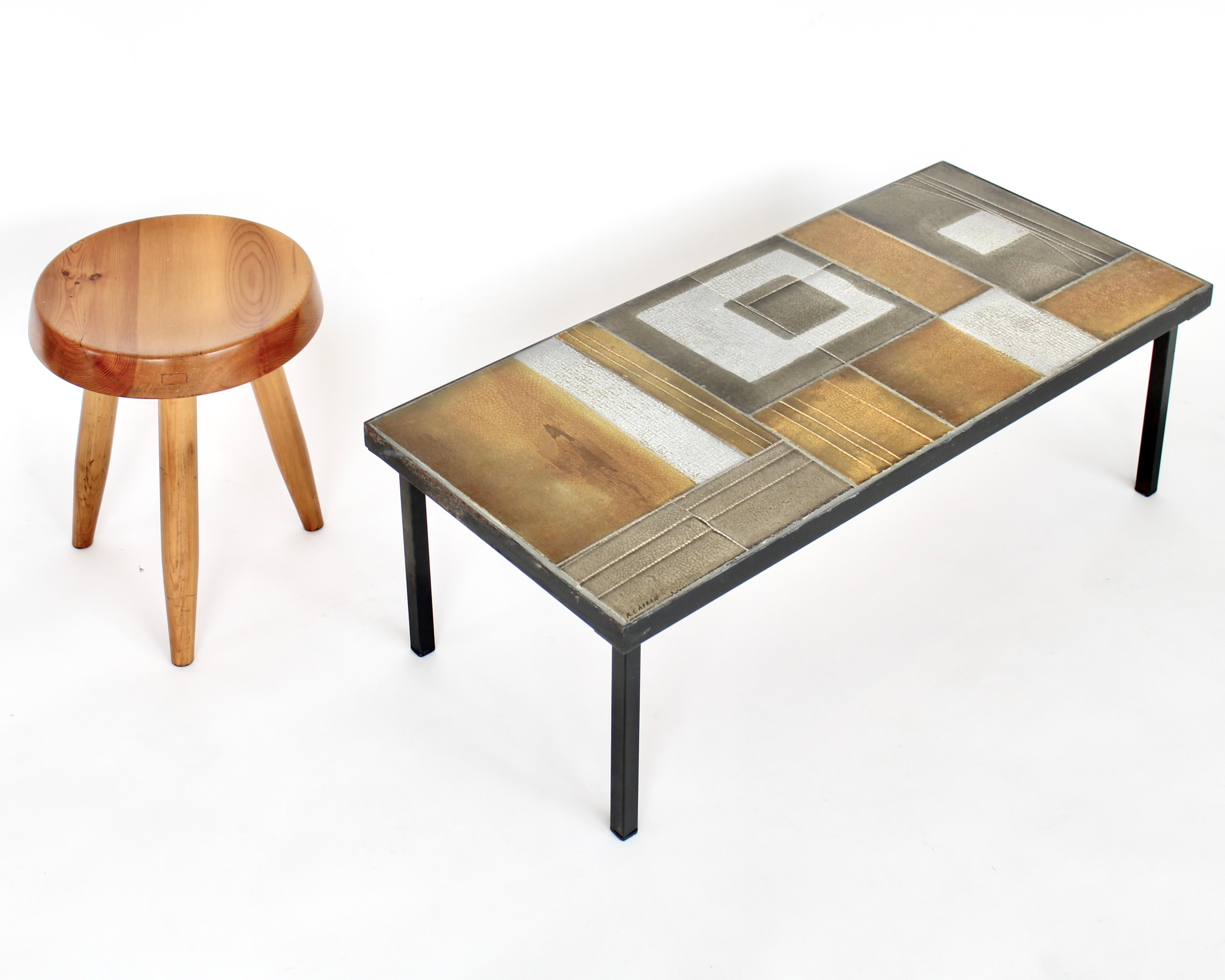 Roger Capron Abstract Ceramic Tiles Coffee or Side Table Vallauris, France 7