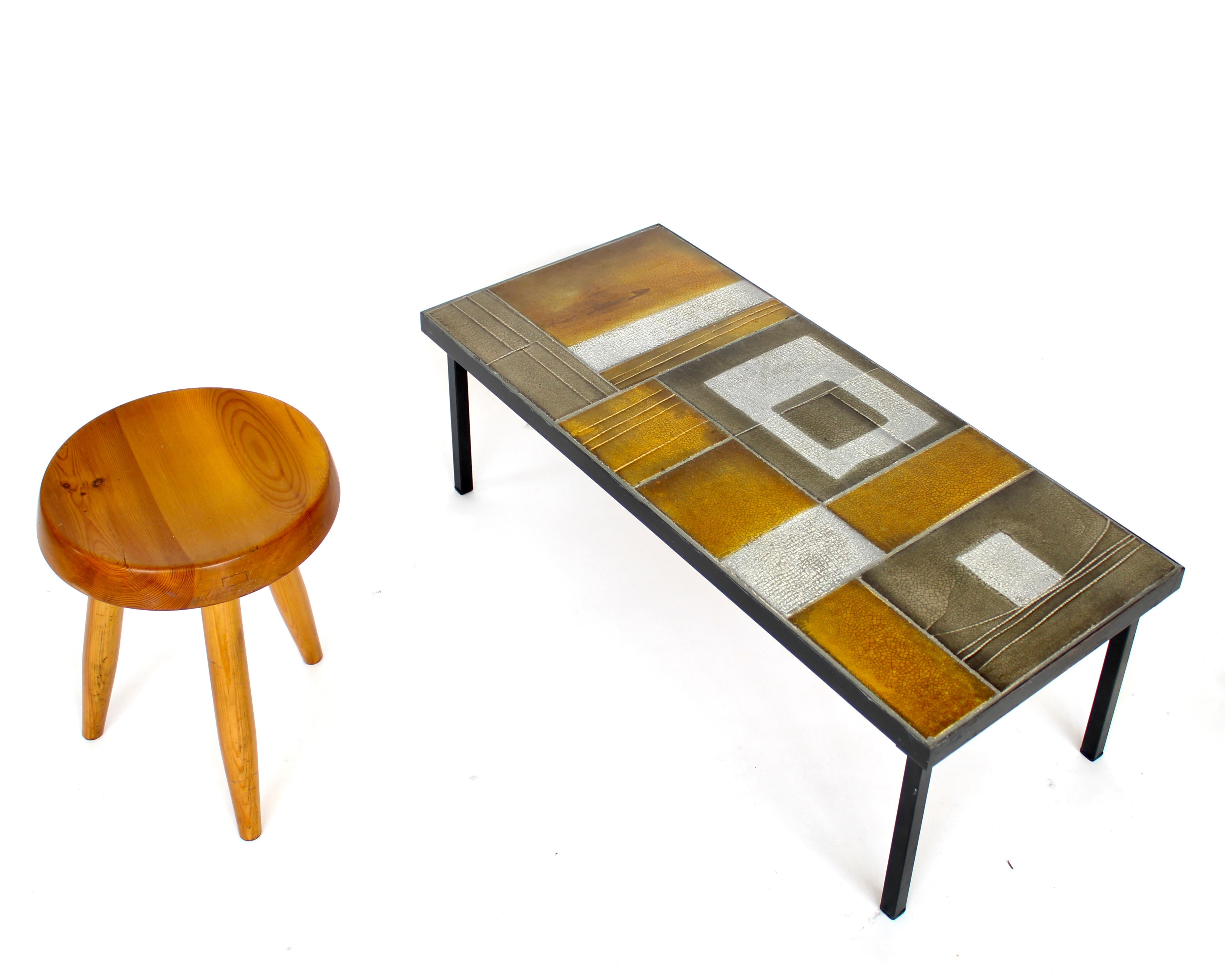 Roger Capron Abstract Ceramic Tiles Coffee or Side Table Vallauris, France 8