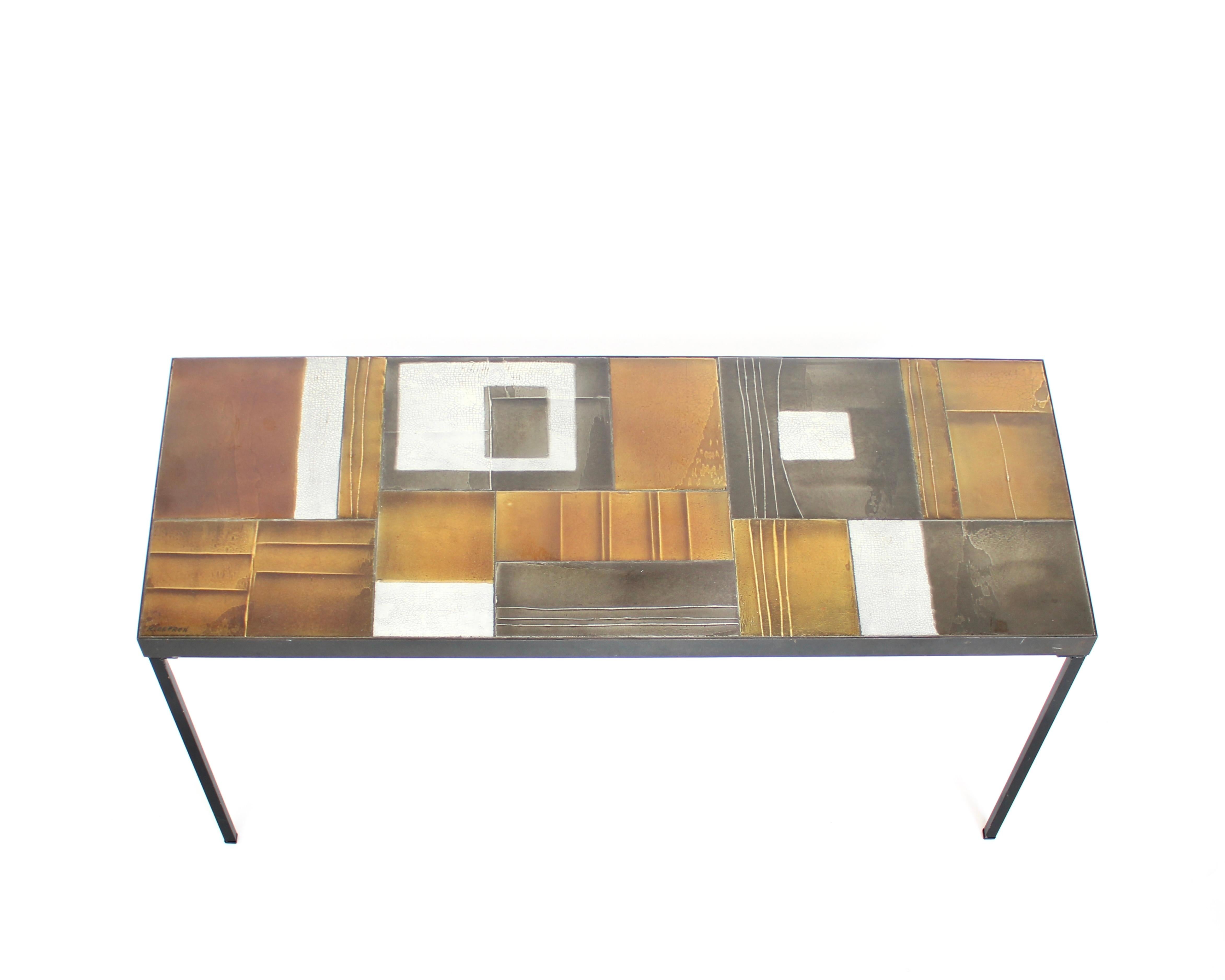 French Roger Capron Abstract Ceramic Tiles Coffee or Side Table Vallauris, France For Sale