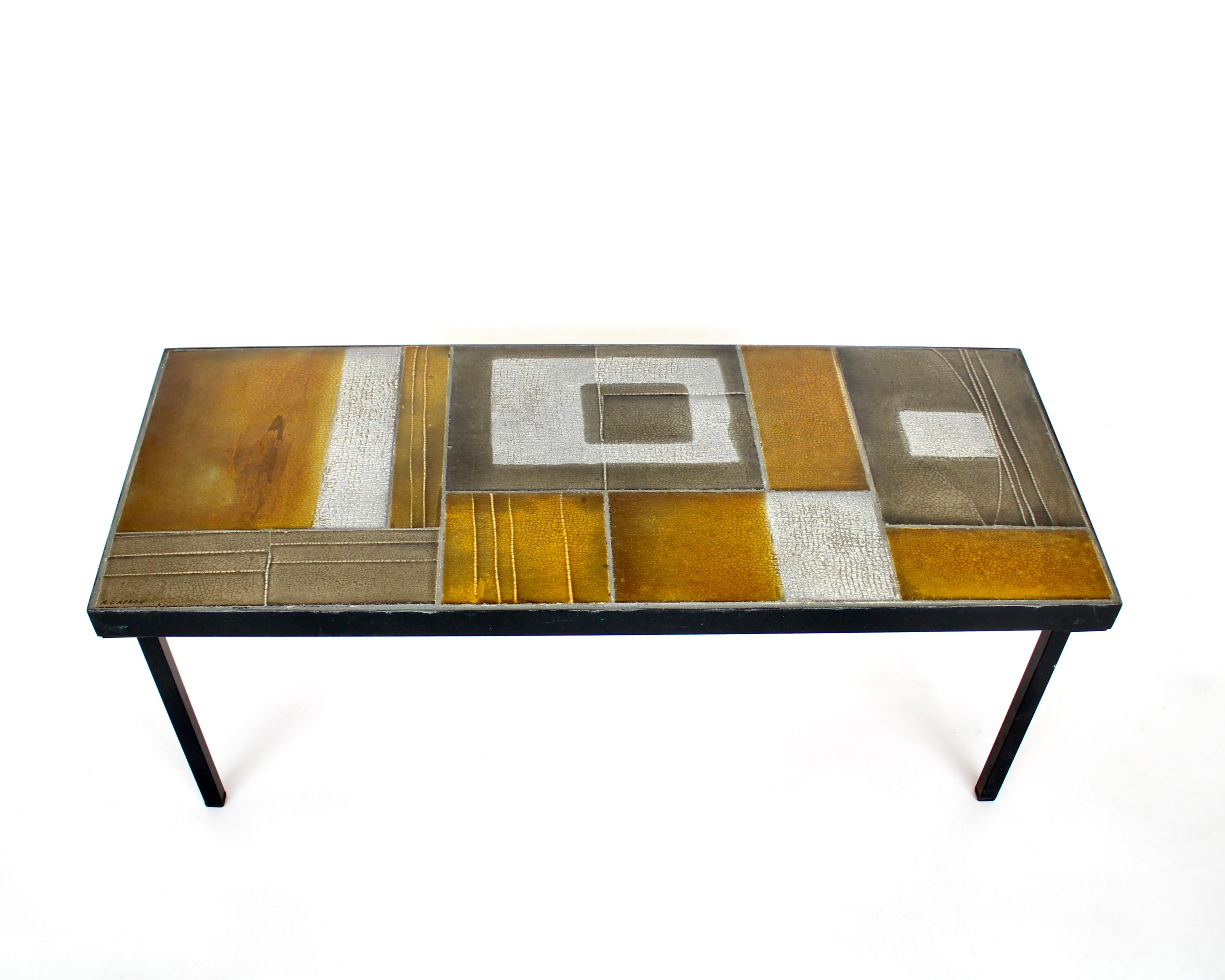 Roger Capron Abstract Ceramic Tiles Coffee or Side Table Vallauris, France In Good Condition In Chicago, IL