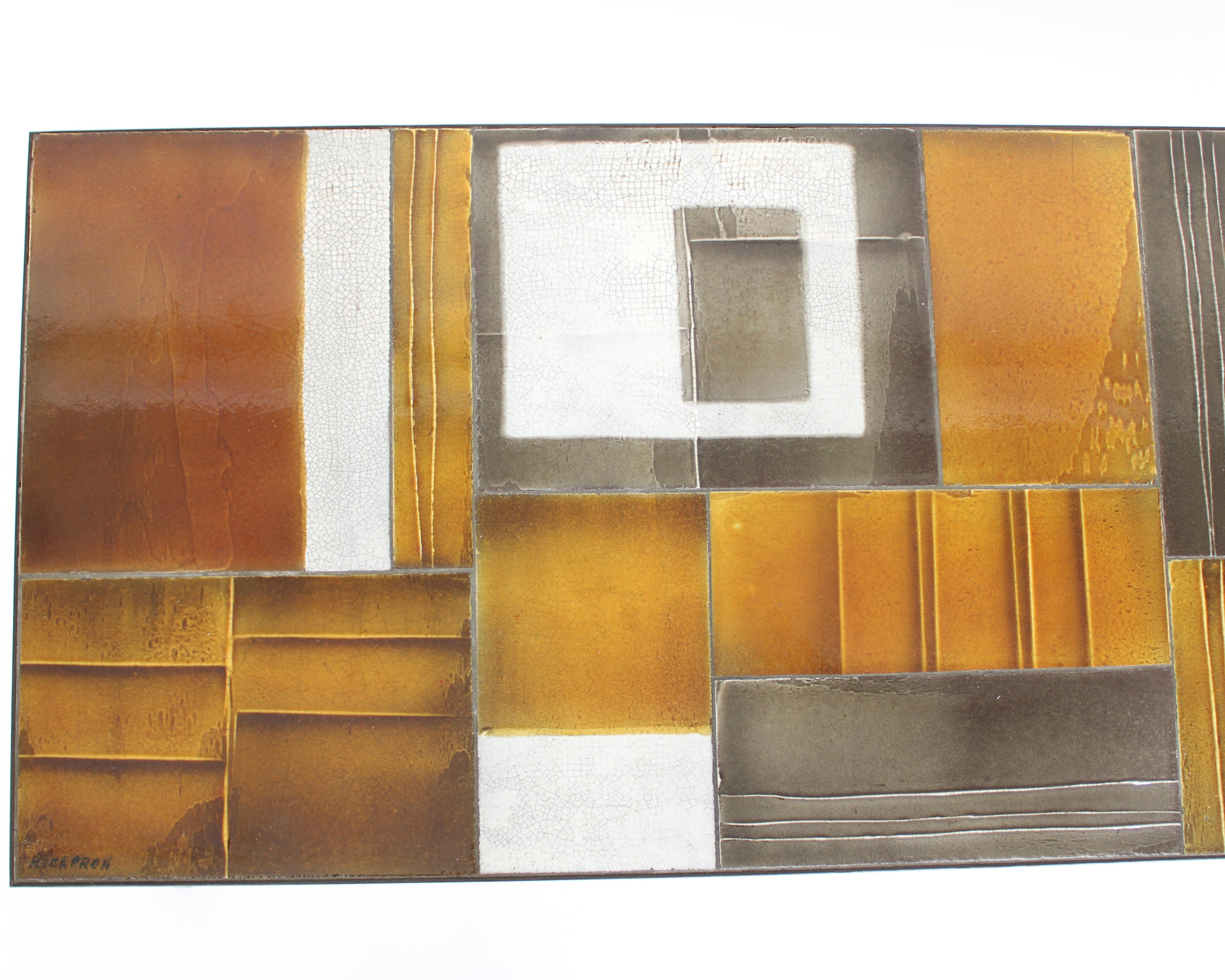 Mid-20th Century Roger Capron Abstract Ceramic Tiles Coffee or Side Table Vallauris, France For Sale