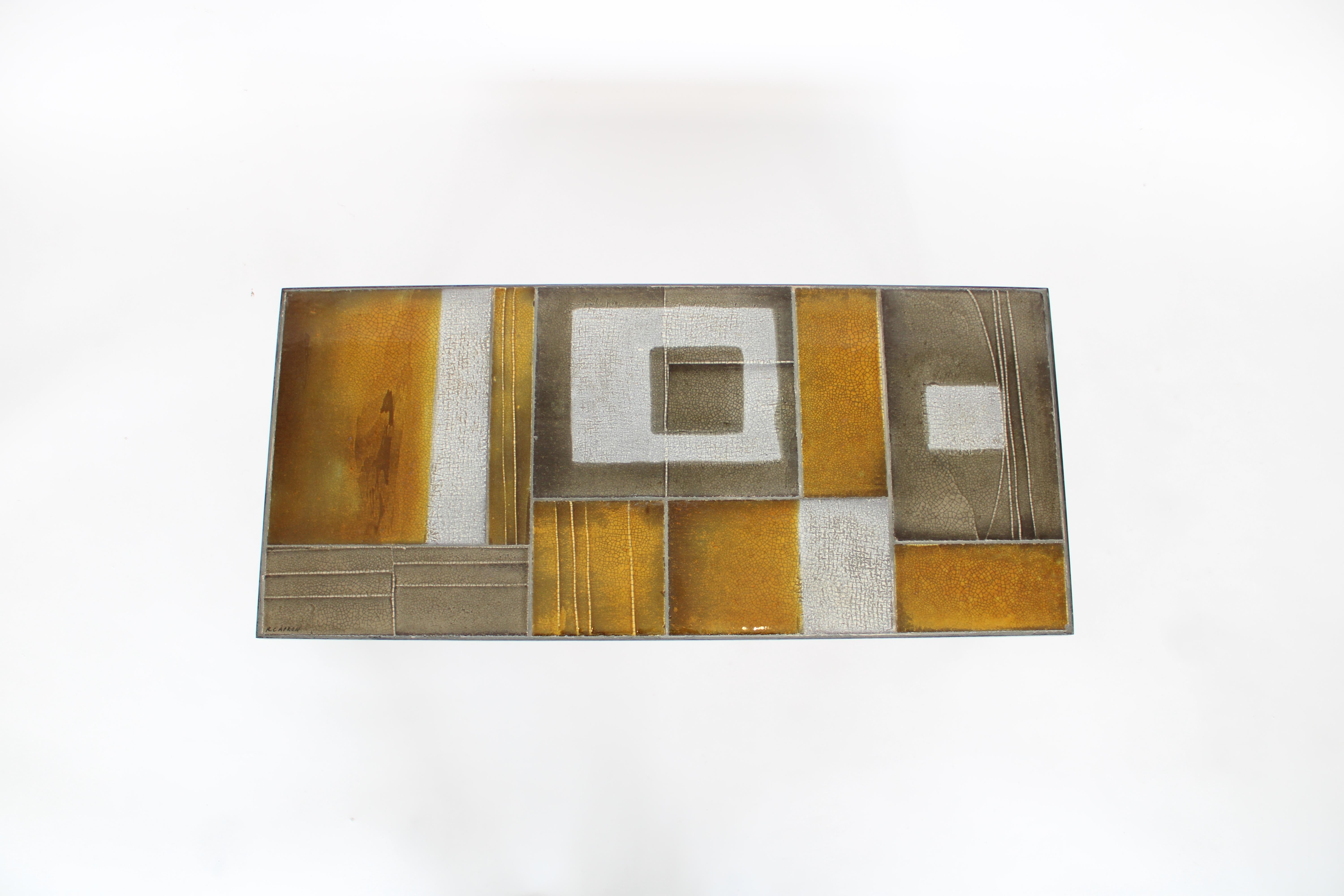 Roger Capron Abstract Ceramic Tiles Coffee or Side Table Vallauris, France 2