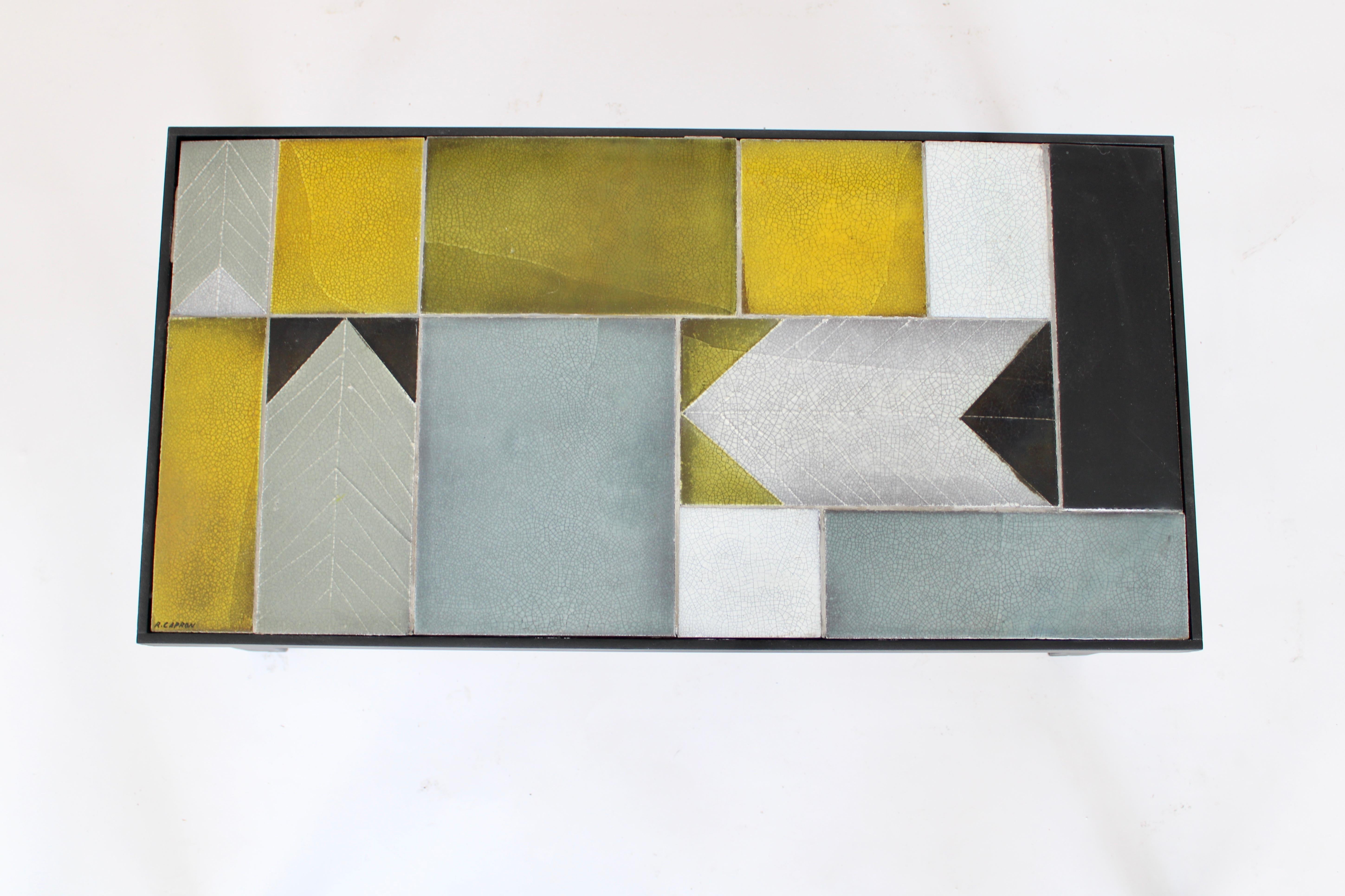 Roger Capron Abstract Ceramic Tiles Coffee or Side Table Vallauris, France 3