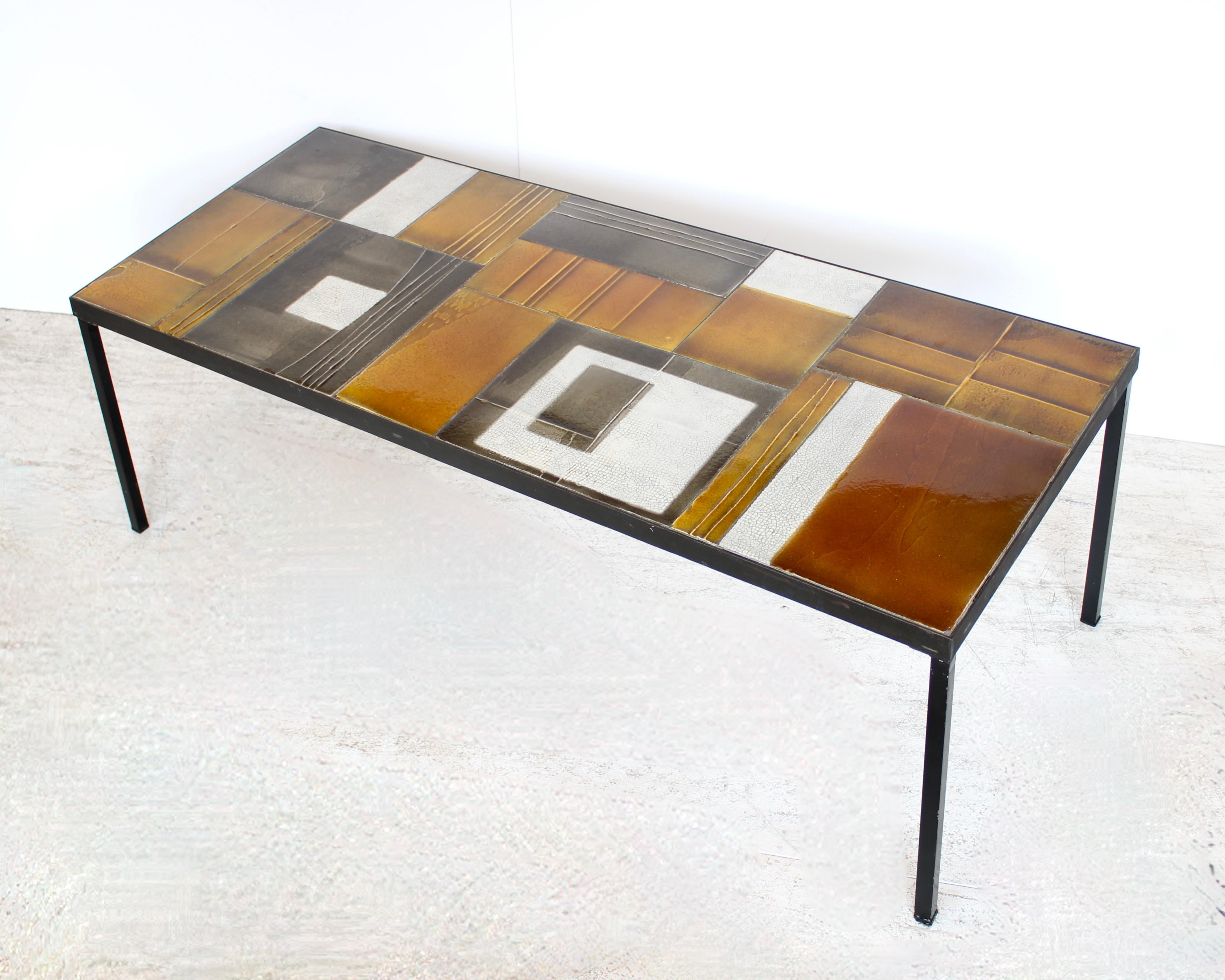 Roger Capron Abstract Ceramic Tiles Coffee or Side Table Vallauris, France For Sale 3