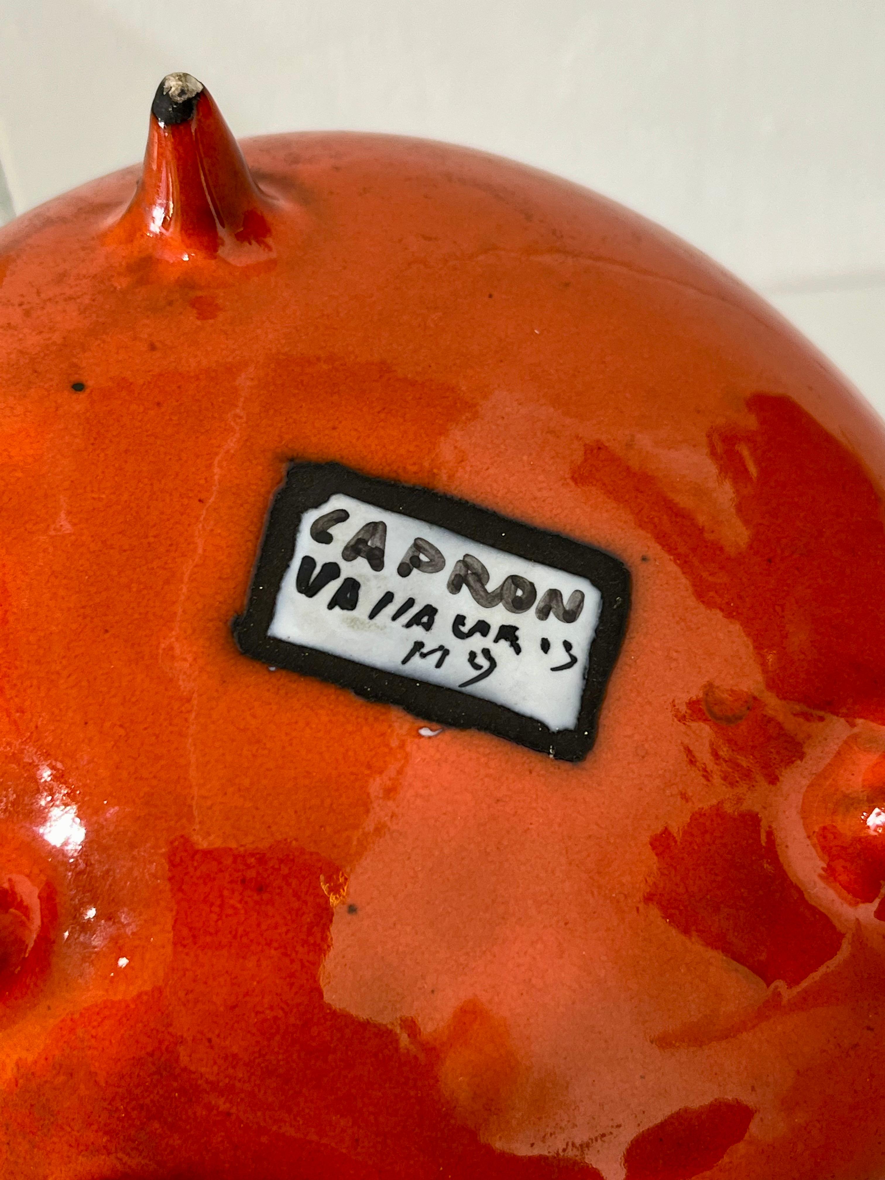Roger Capron : Ciotola a tripode nera e rossa in ceramica smaltata, circa 1950 in vendita 6