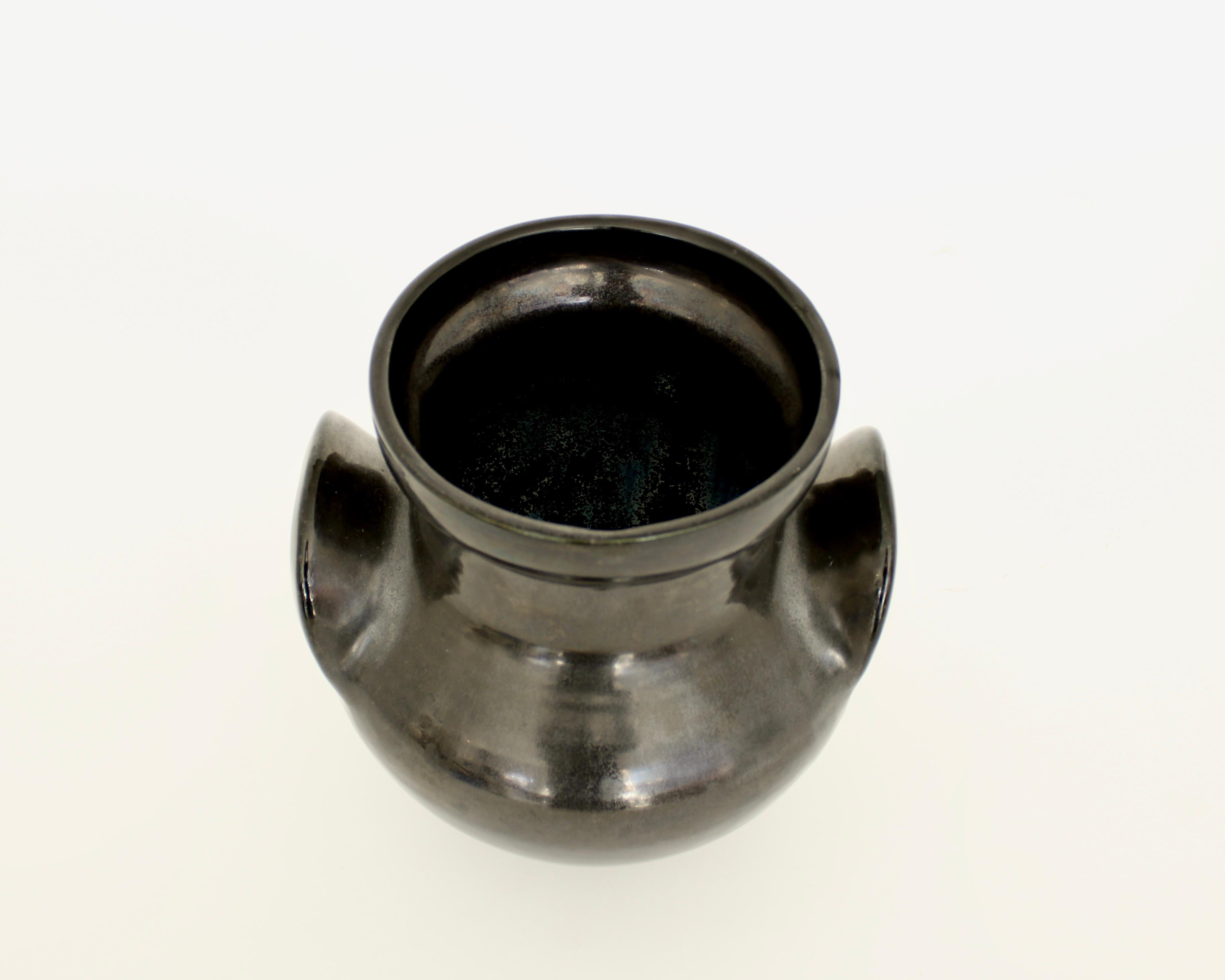 Roger Capron Black Ceramic Vase Oreilles or Ears, circa 1956 1