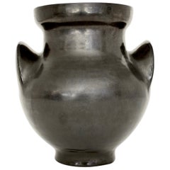 Roger Capron Black Ceramic Vase Oreilles or Ears, circa 1956