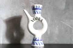 Roger Capron, Blue Ceramic Pitcher, Vodka, 1950s, Vallauris, Era Jouve, Picault