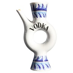 Roger Capron, Blauer Keramikkrug, Vodka, 1950er Jahre, Vallauris, Era Jouve, Picault