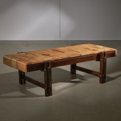 Roger Capron Ceramic and Floral Print Coffee Table, 1960s