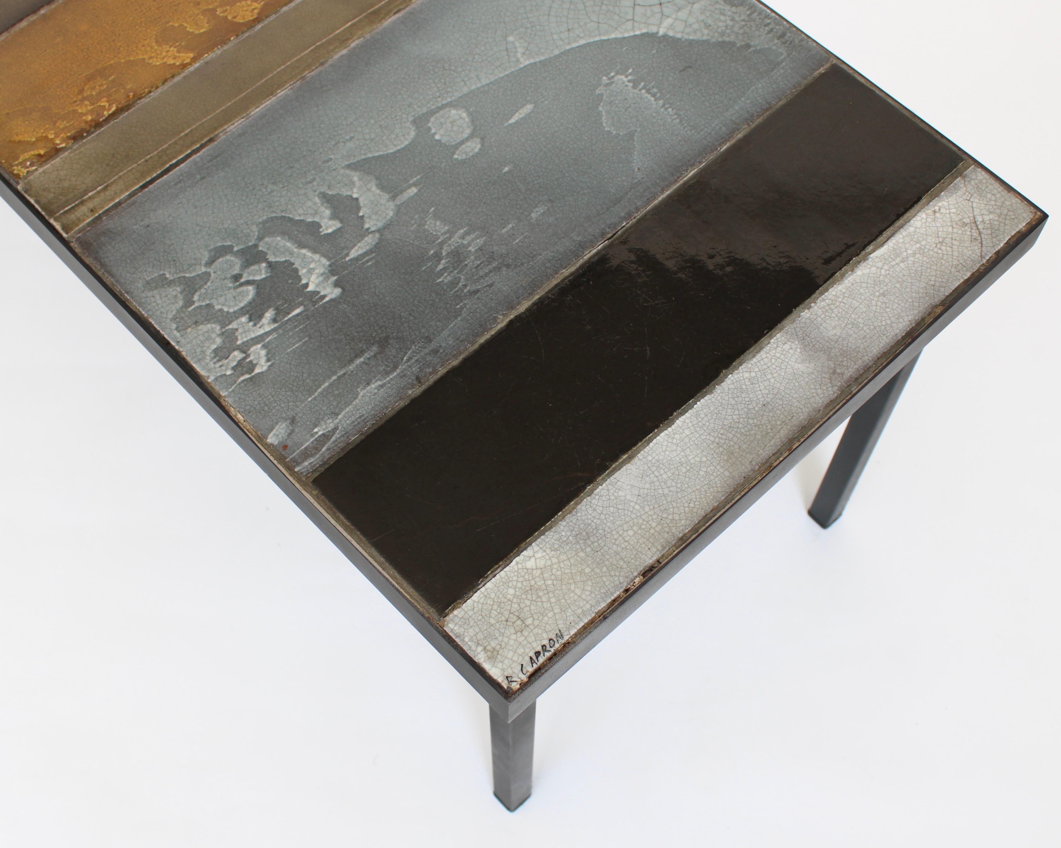 Roger Capron Ceramic Coffee Table Soleil Sun Motif Vallauris, c 1965 4